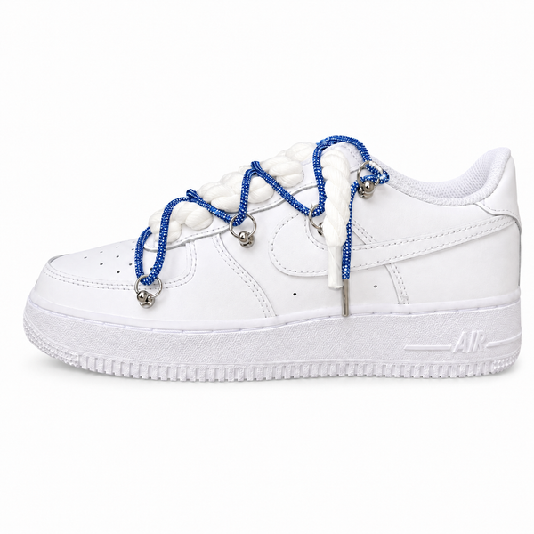 NIKE AIR FORCE 1 LOW 07 WHITE ROYALBLUE DOUBLE ROPE LACES