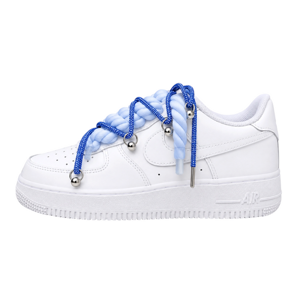 NIKE AIR FORCE 1 LOW 07 WHITE BLUEBERRY MILKSHAKE DOUBLE ROPE LACES