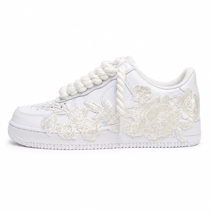 NIKE AIR FORCE 1 LOW 07 WHITE WHITE ROSE ROPE LACES