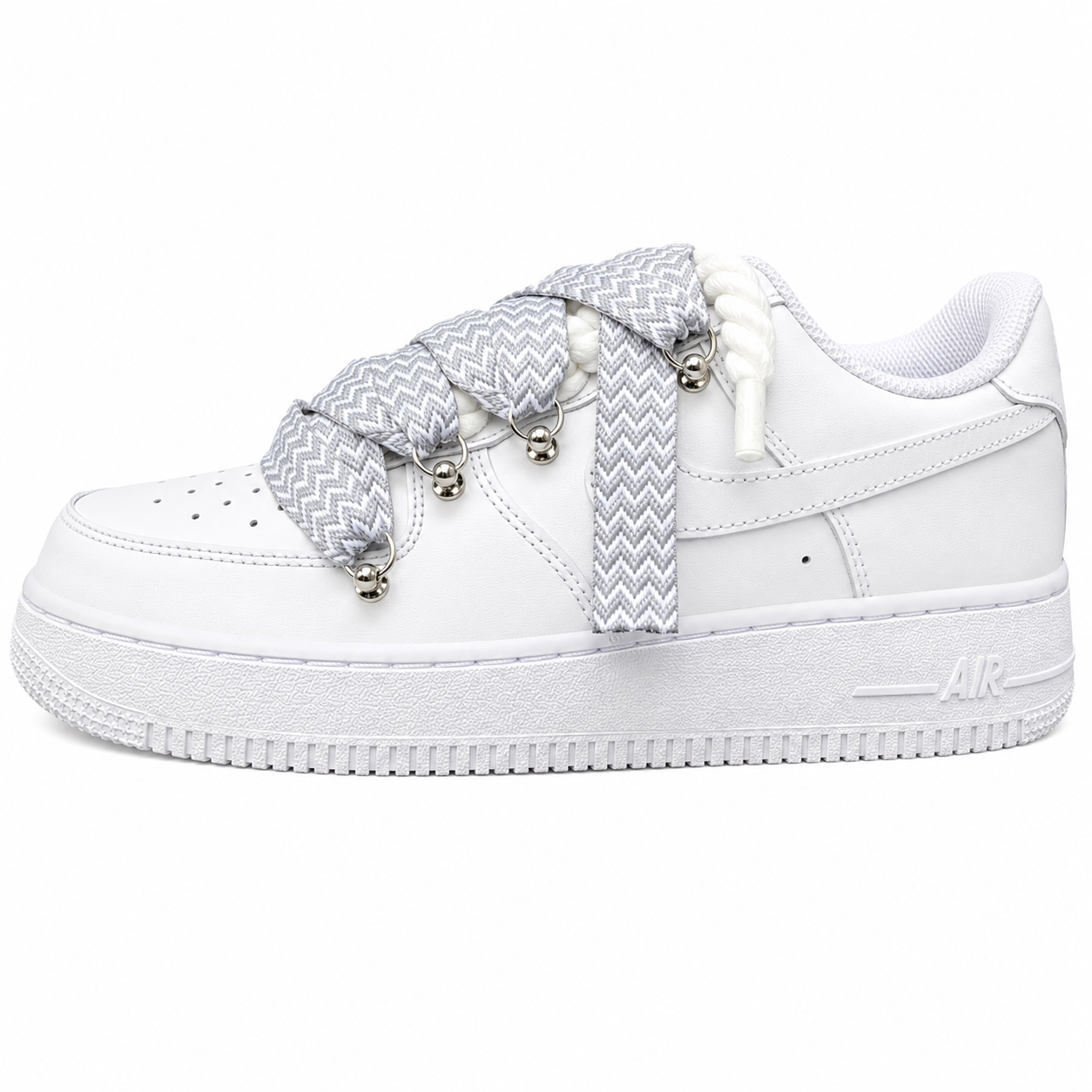 NIKE AIR FORCE 1 LOW 07 WHITE GREY LANVIN ROPE LACES