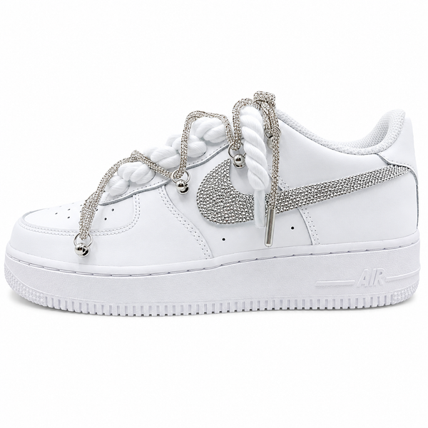 NIKE AIR FORCE 1 LOW 07 WHITE CSILLÁM CRYSTAL DOUBLE ROPE LACES