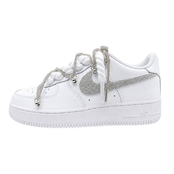 NIKE AIR FORCE 1 LOW 07 WHITE CSILLÁM CRYSTAL DOUBLE ROPE LACES
