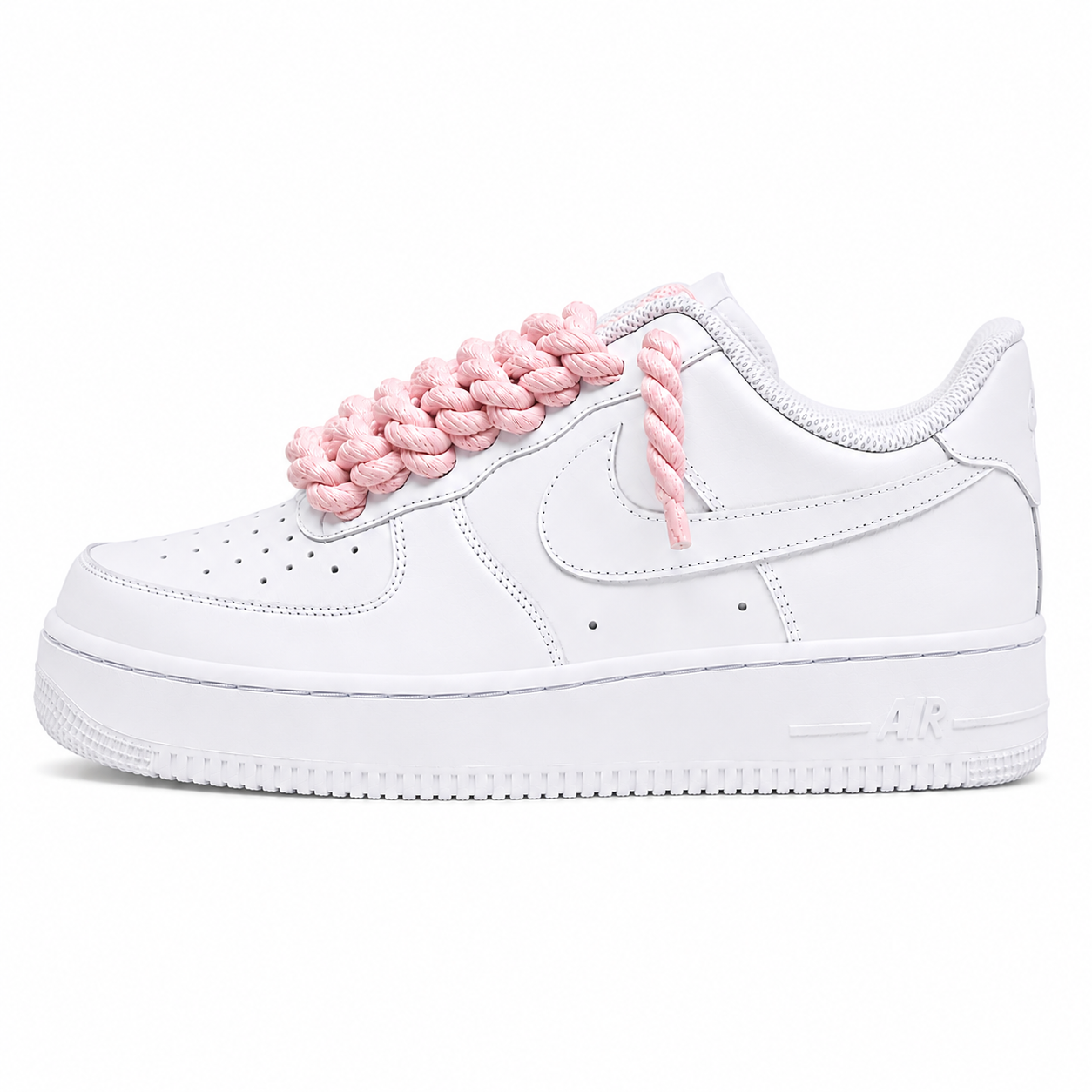 NIKE AIR FORCE 1 LOW 07 WHITE BABY ROSE ROPE LACES