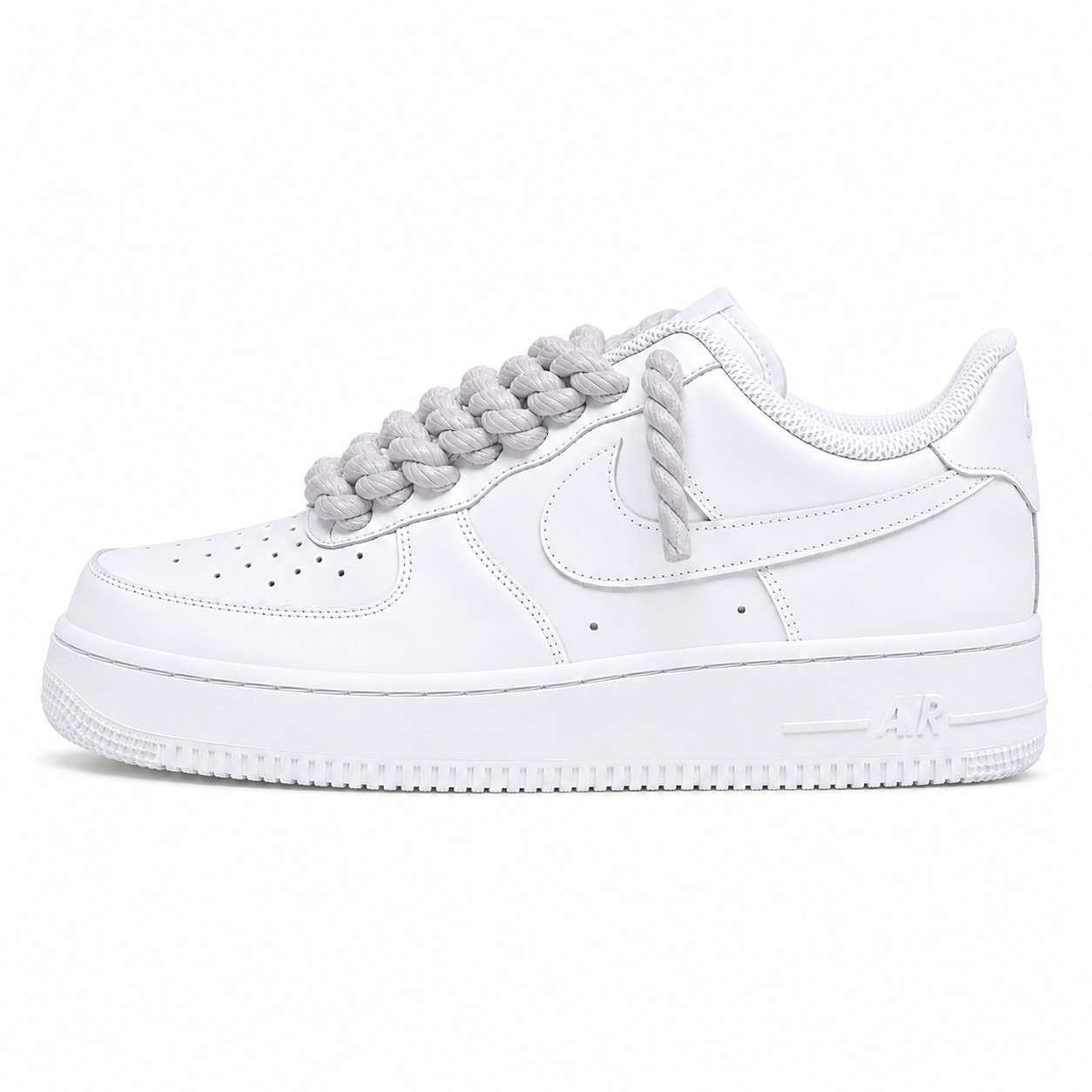 NIKE AIR FORCE 1 LOW 07 WHITE GREY ROPE LACES