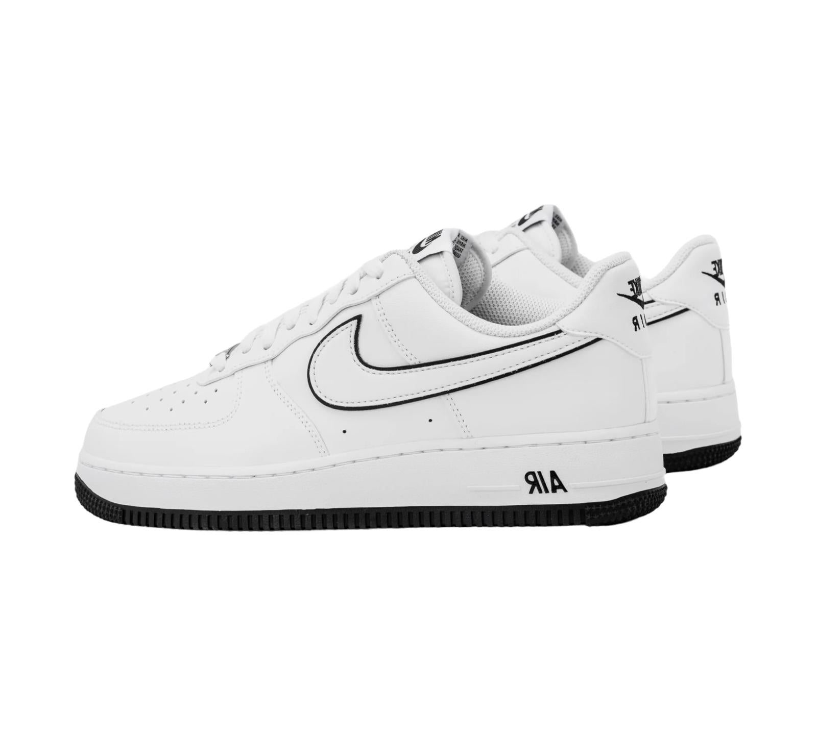 NIKE AIR FORCE 1 '07 LOW WHITE BLACK OUTLINE SWOOSH