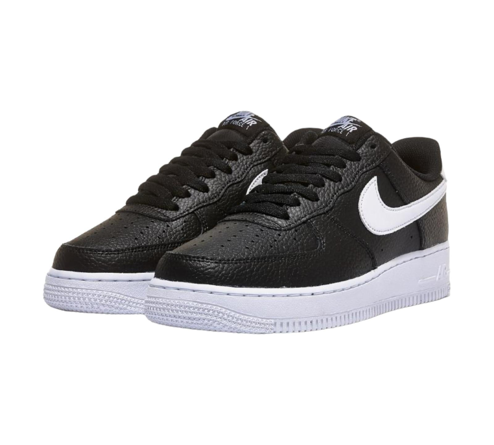 NIKE AIR FORCE 1 LOW '07 BLACK WHITE PEBBLED LEATHER