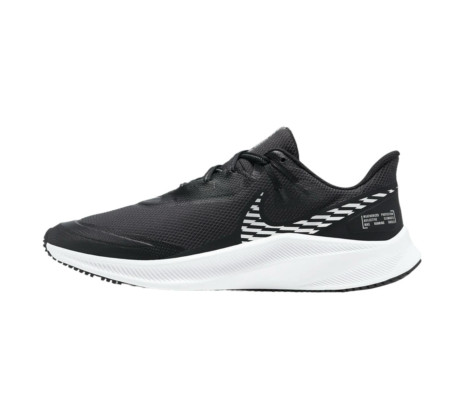 M NIKE QUEST 3 SHIELD BLACK SILVER WHITE