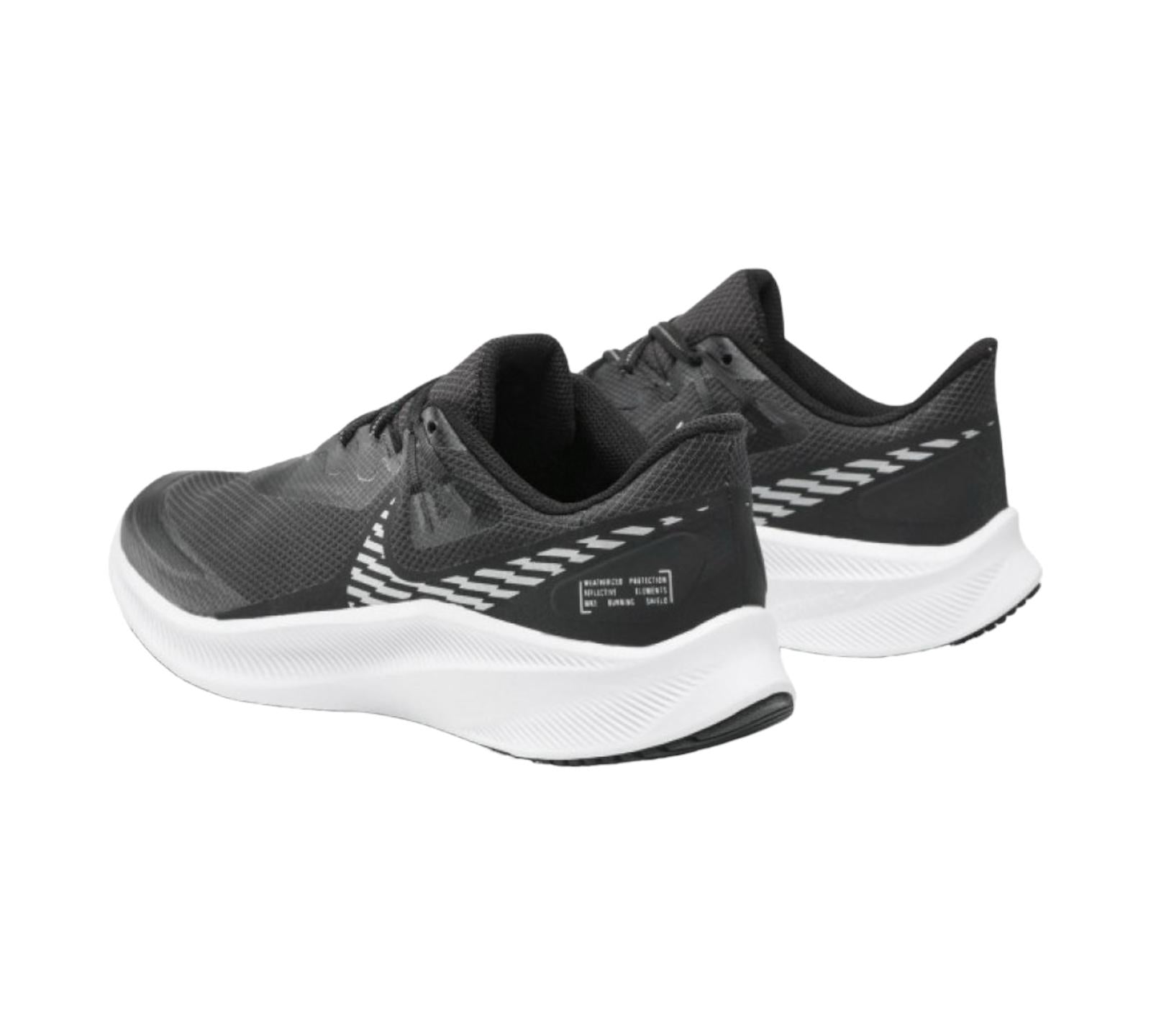 M NIKE QUEST 3 SHIELD BLACK SILVER WHITE