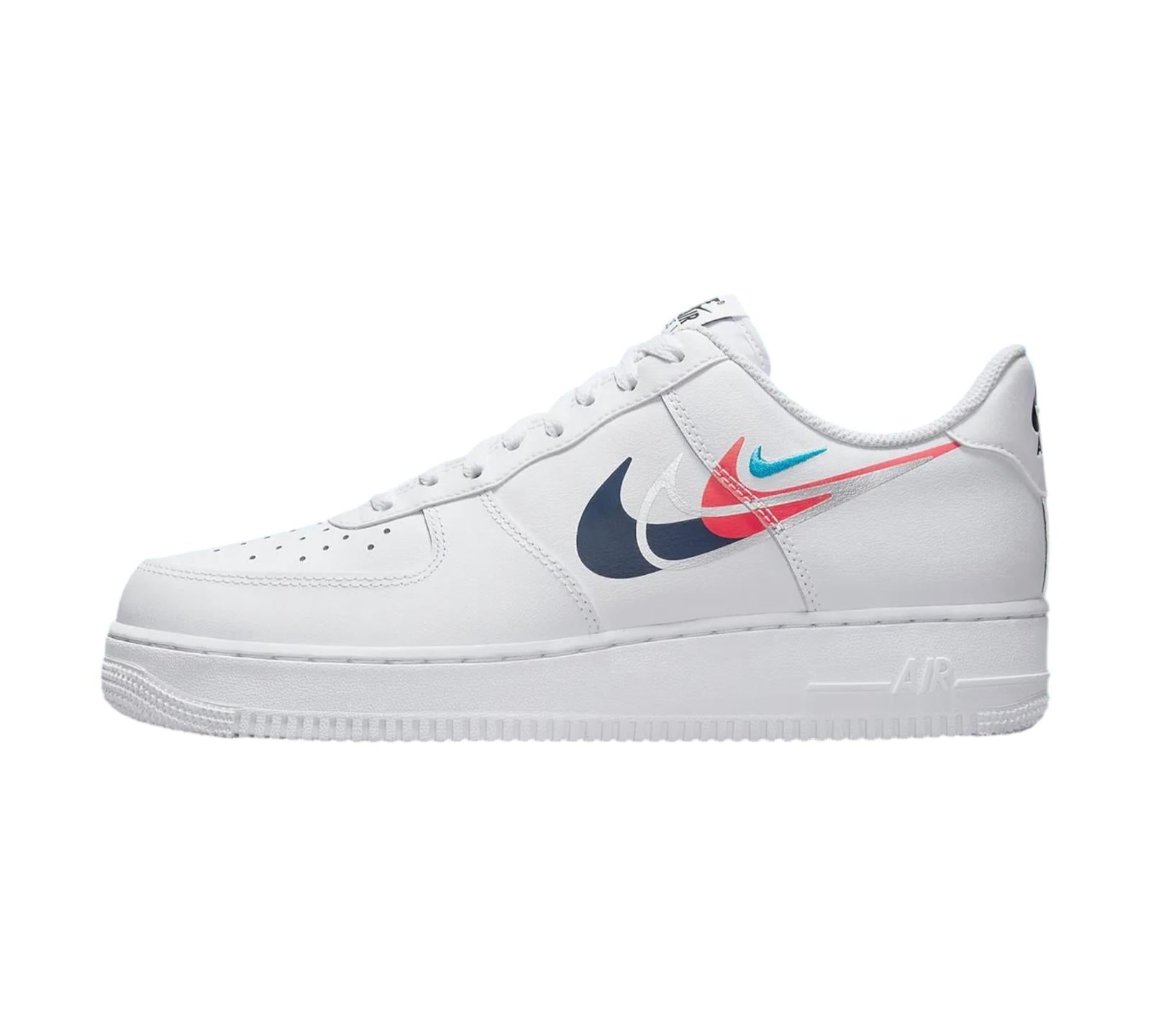NIKE AIR FORCE 1 LOW '07 QUADRUPLE SWOOSH WHITE NAVY CRIMSON