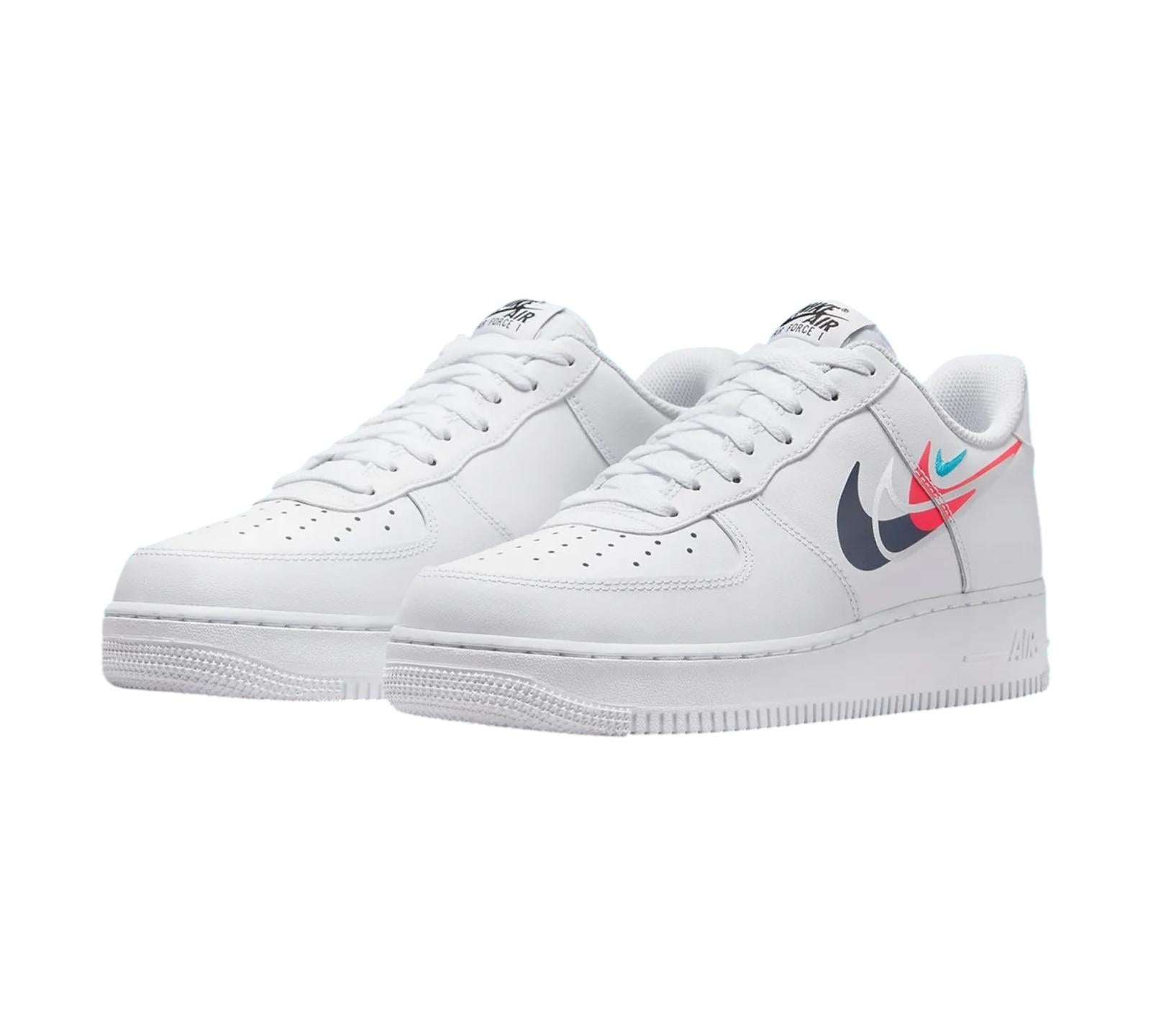 NIKE AIR FORCE 1 LOW '07 QUADRUPLE SWOOSH WHITE NAVY CRIMSON