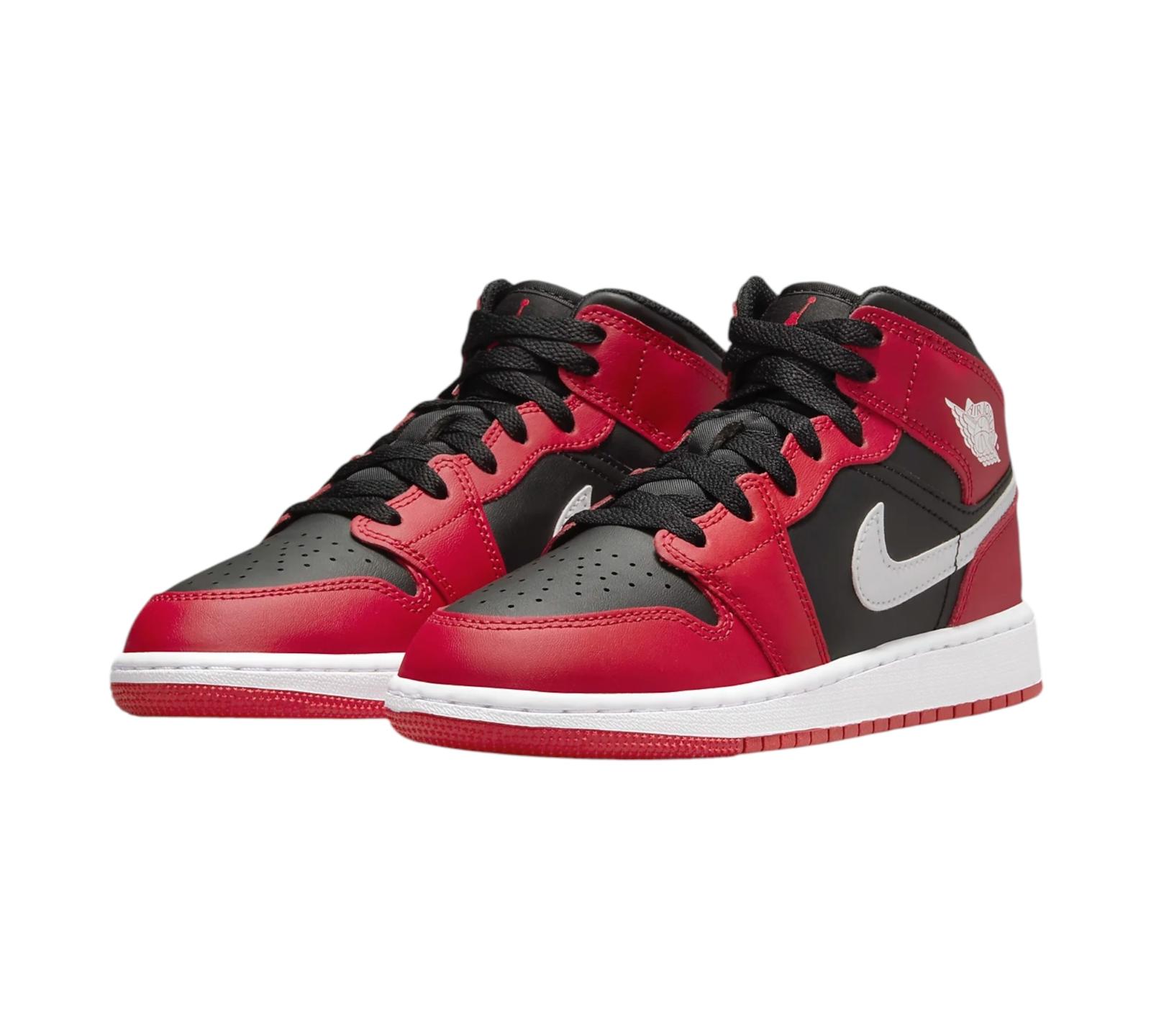 JORDAN 1 MID GYM RED BLACK WHITE