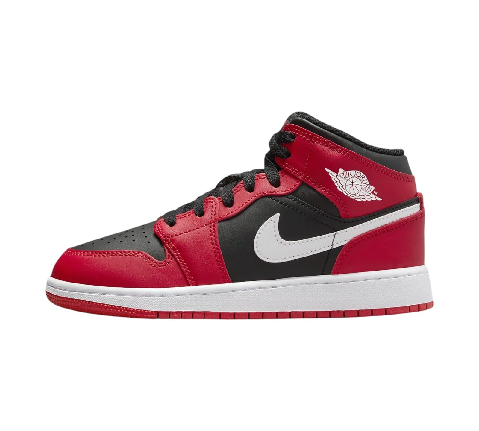 JORDAN 1 MID GYM RED BLACK WHITE