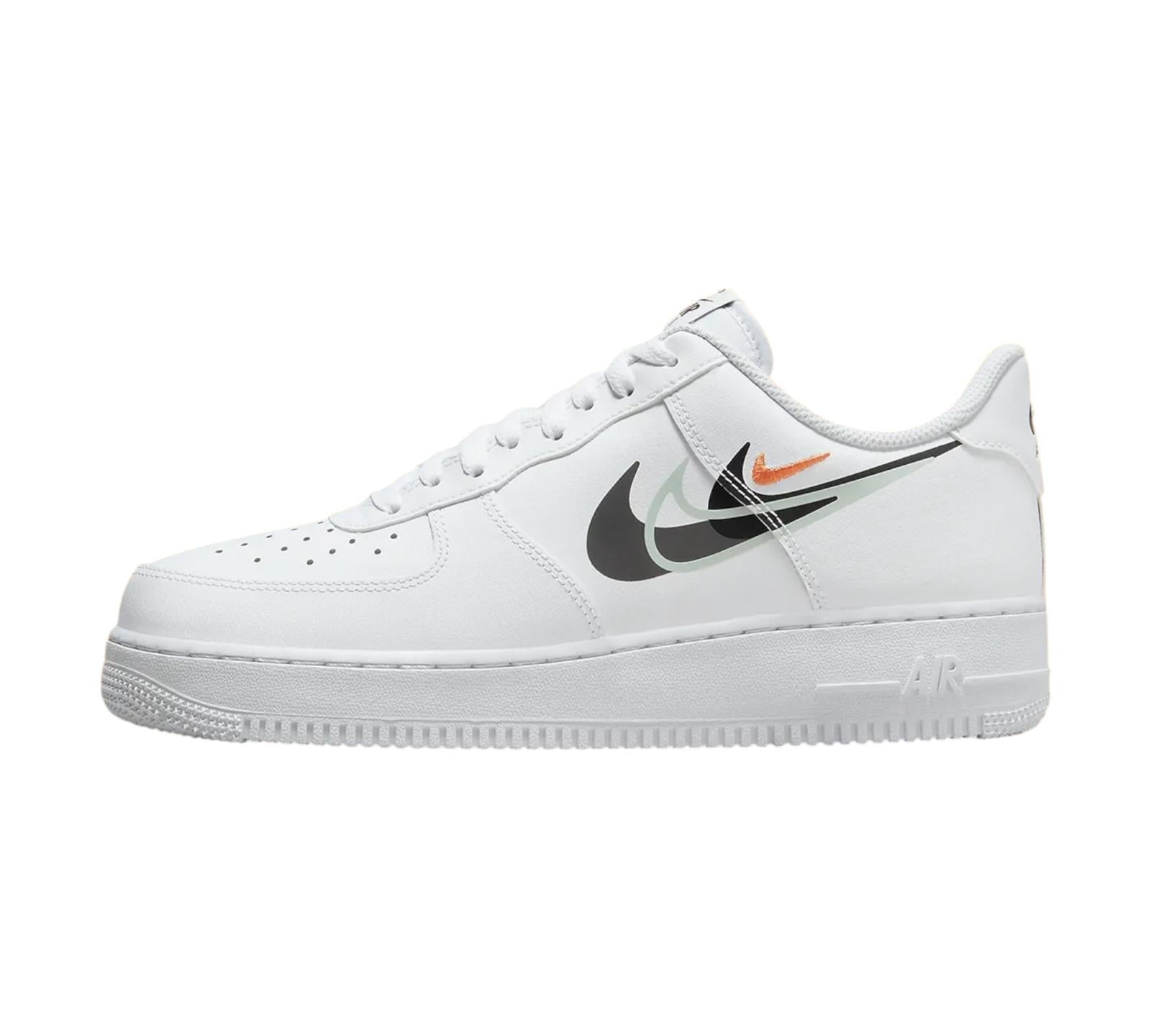 NIKE AIR FORCE 1 LOW '07 MULTI SWOOSH WHITE BLACK