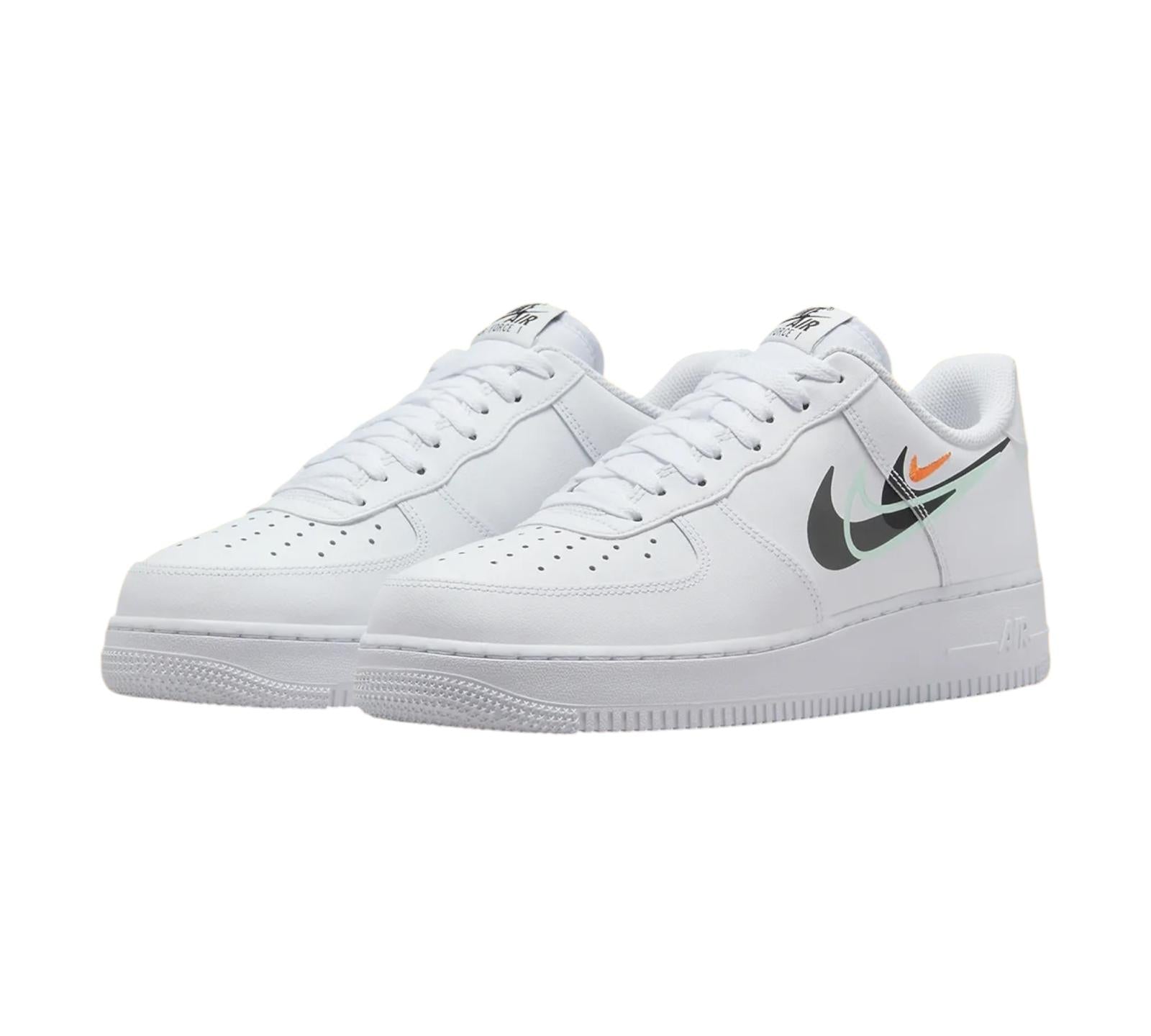 NIKE AIR FORCE 1 LOW '07 MULTI SWOOSH WHITE BLACK