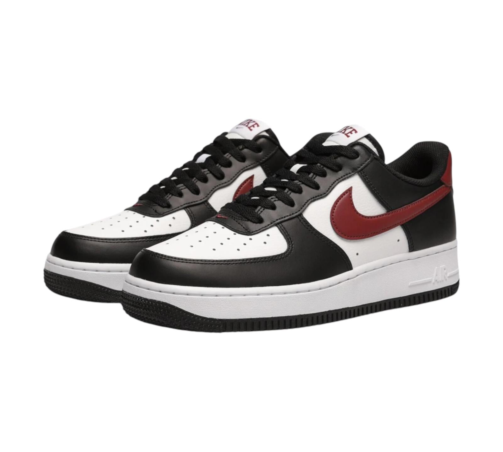M NIKE AIR FORCE 1 LOW '07 BLACK WHITE DARK TEAM RED