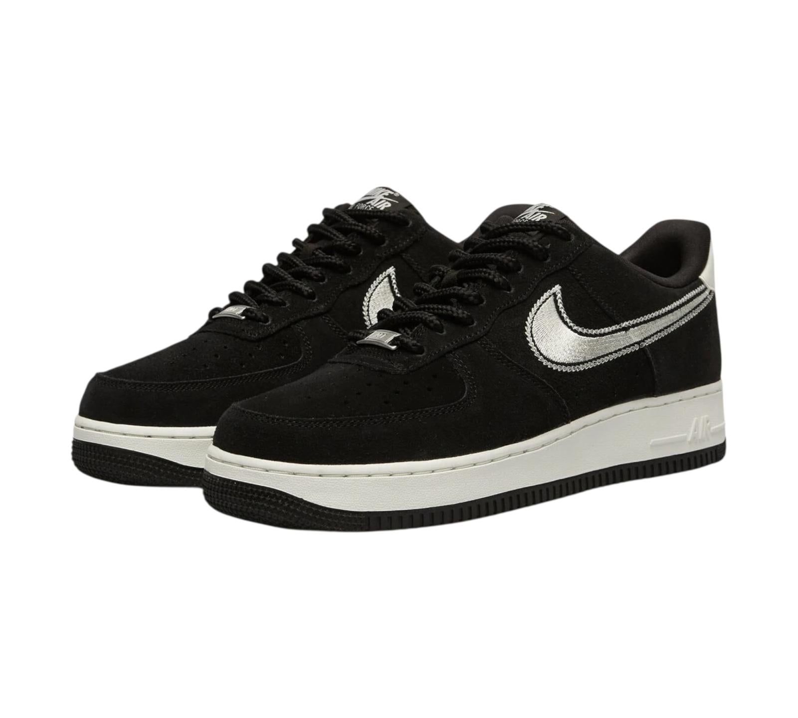 NIKE AIR FORCE 1 LOW '07 LV8 BLACK SAIL EMBROIDERED SWOOSH