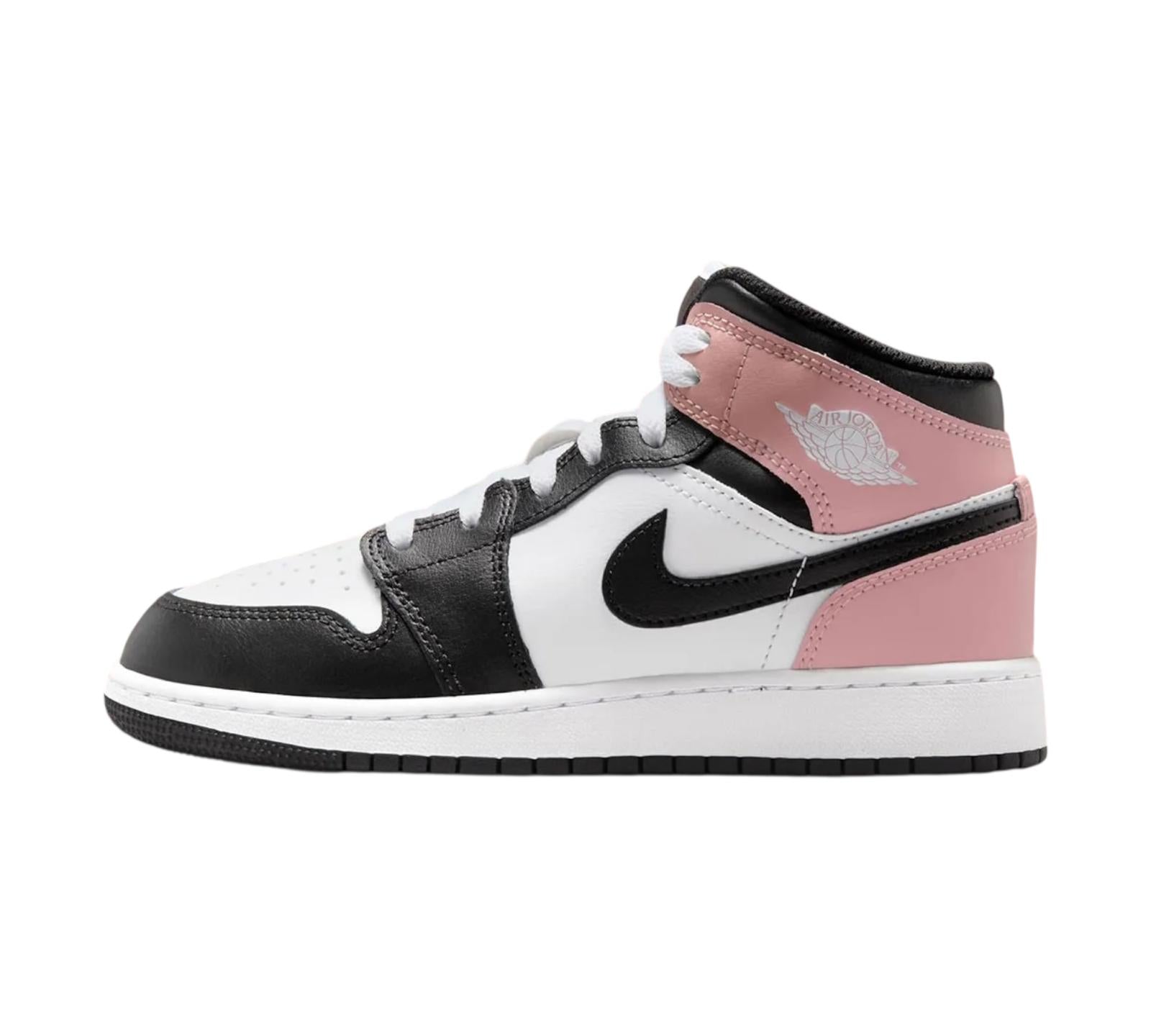 JORDAN 1 MID WHITE RUST PINK BLACK