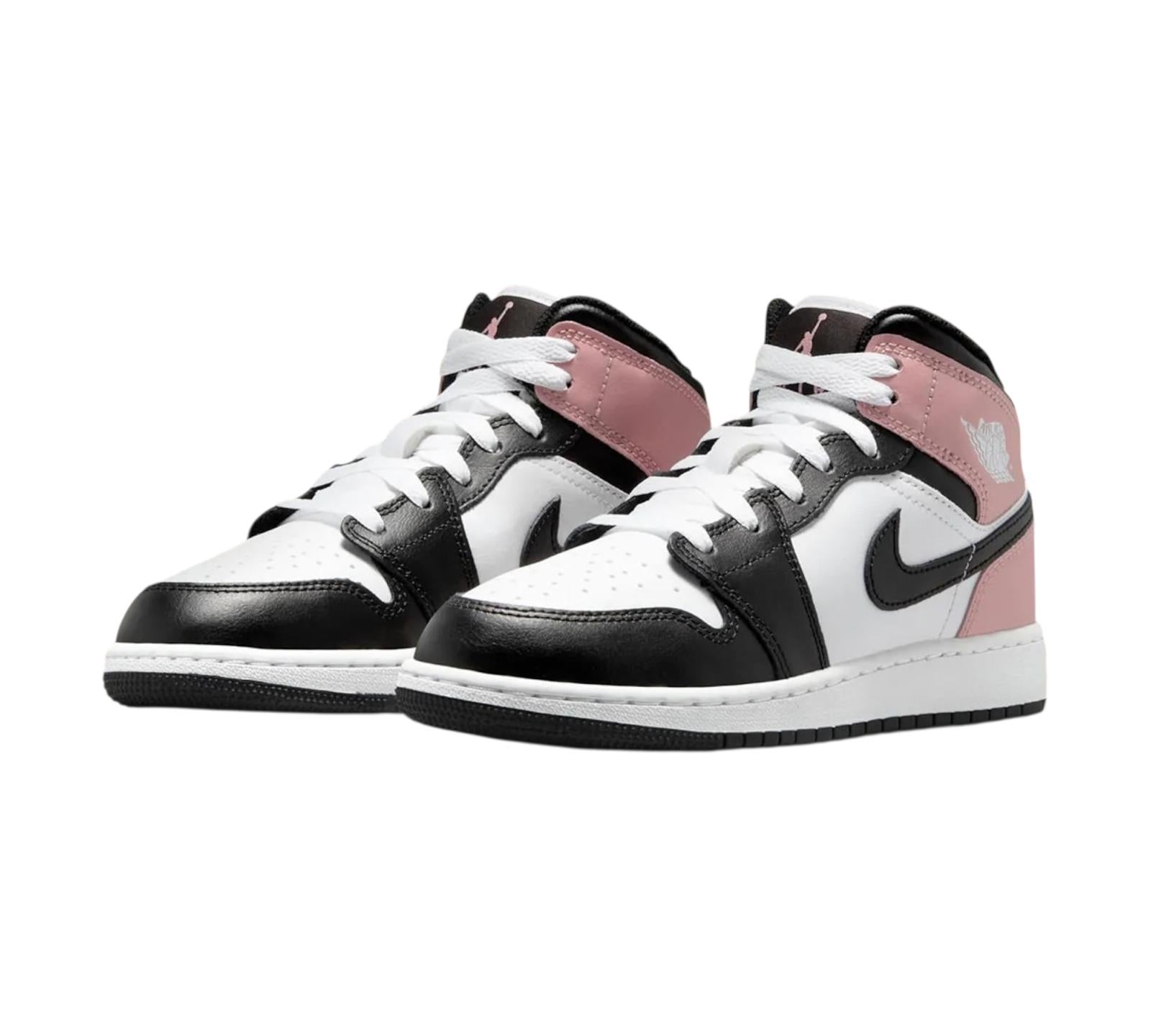 JORDAN 1 MID WHITE RUST PINK BLACK