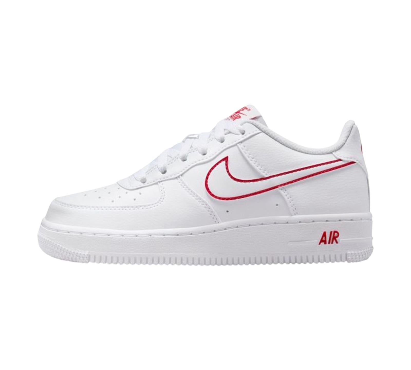 NIKE AIR FORCE 1 WHITE UNIVERSITY RED OUTLINED SWOOSH