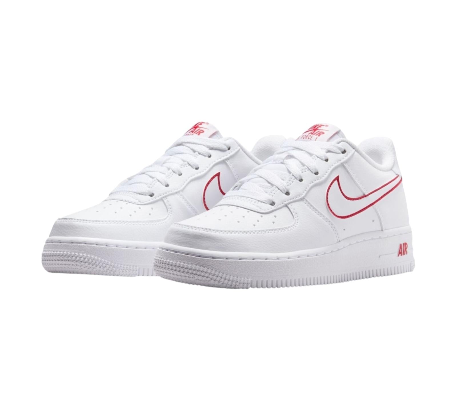NIKE AIR FORCE 1 WHITE UNIVERSITY RED OUTLINED SWOOSH