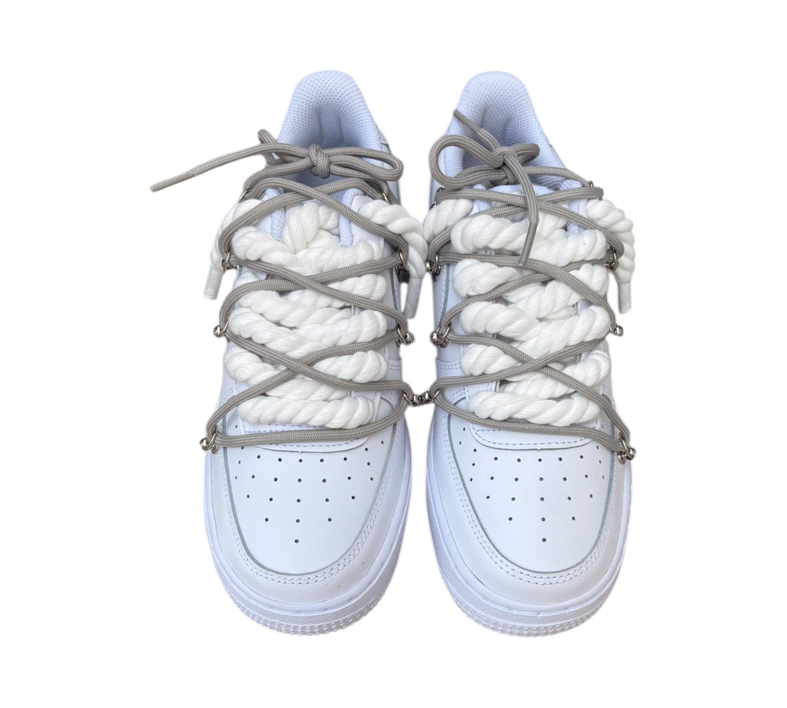 NIKE AIR FORCE 1 LOW 07 WHITE WOLF DOUBLE ROPE LACES
