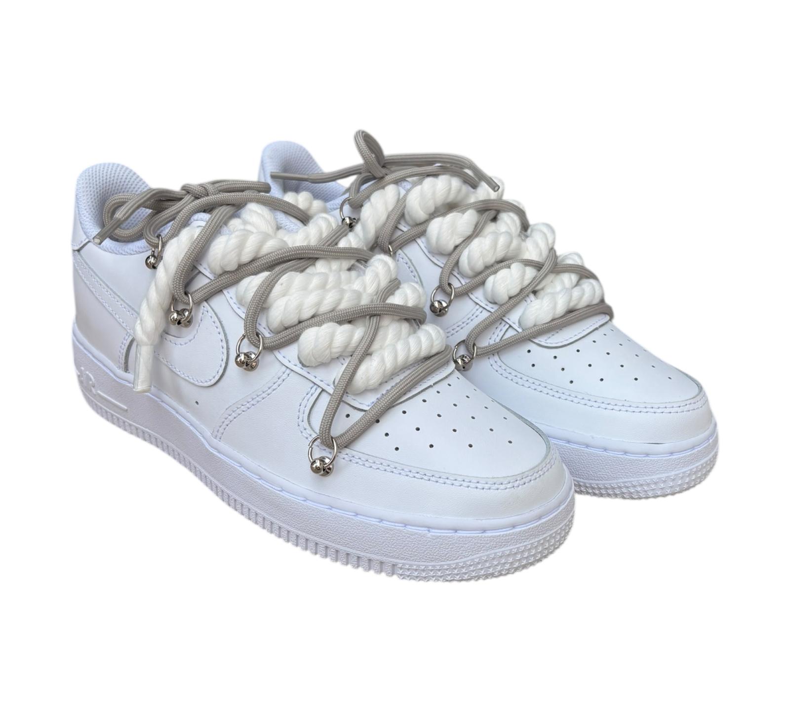 NIKE AIR FORCE 1 LOW 07 WHITE WOLF DOUBLE ROPE LACES