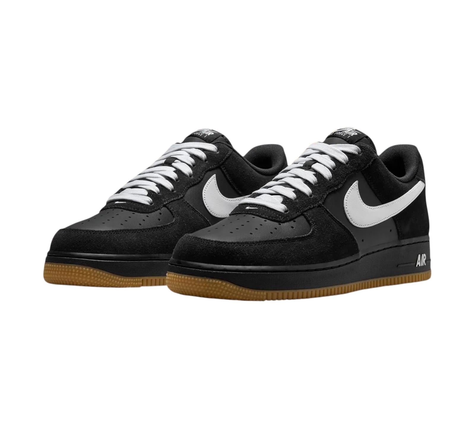 NIKE AIR FORCE 1 LOW '07 LV8 BLACK GUM LIGHT BROWN WHITE