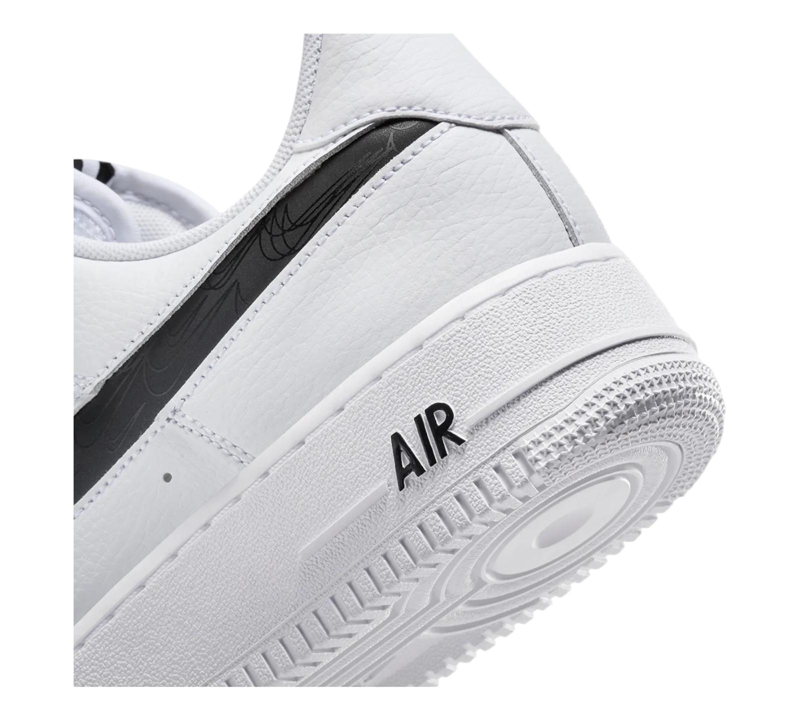 NIKE AIR FORCE 1 LOW REFLECTIVE SWOOSH WHITE BLACK