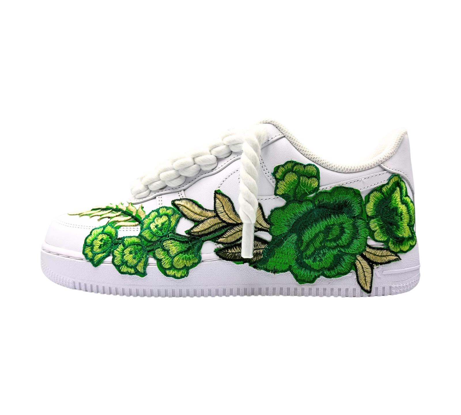 NIKE AIR FORCE 1 LOW 07 WHITE GREEN ROSE ROPE LACES
