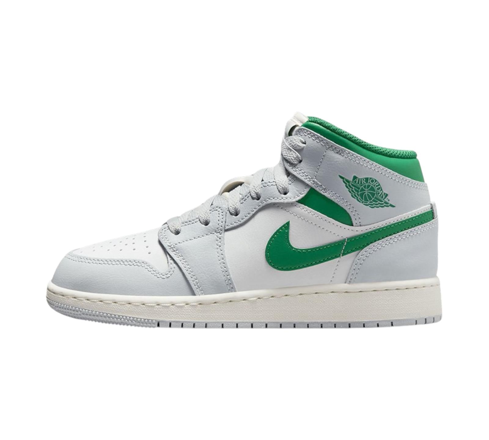 JORDAN 1 MID WHITE PURE PLATINUM PINE GREEN