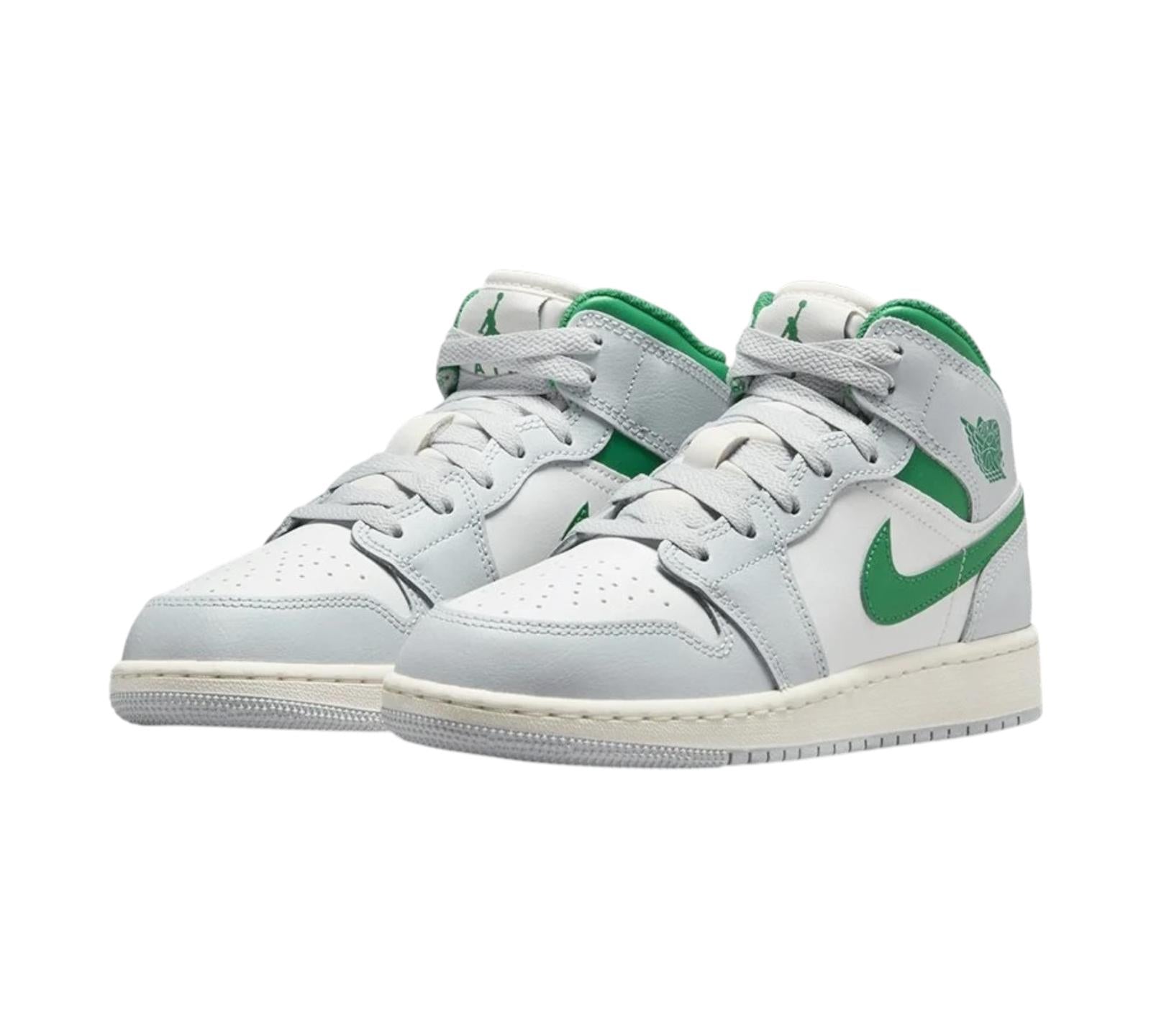 JORDAN 1 MID WHITE PURE PLATINUM PINE GREEN