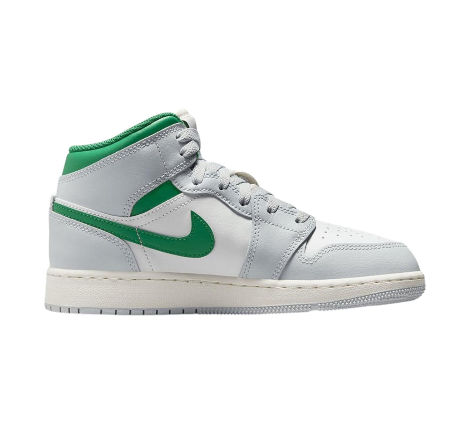 JORDAN 1 MID WHITE PURE PLATINUM PINE GREEN