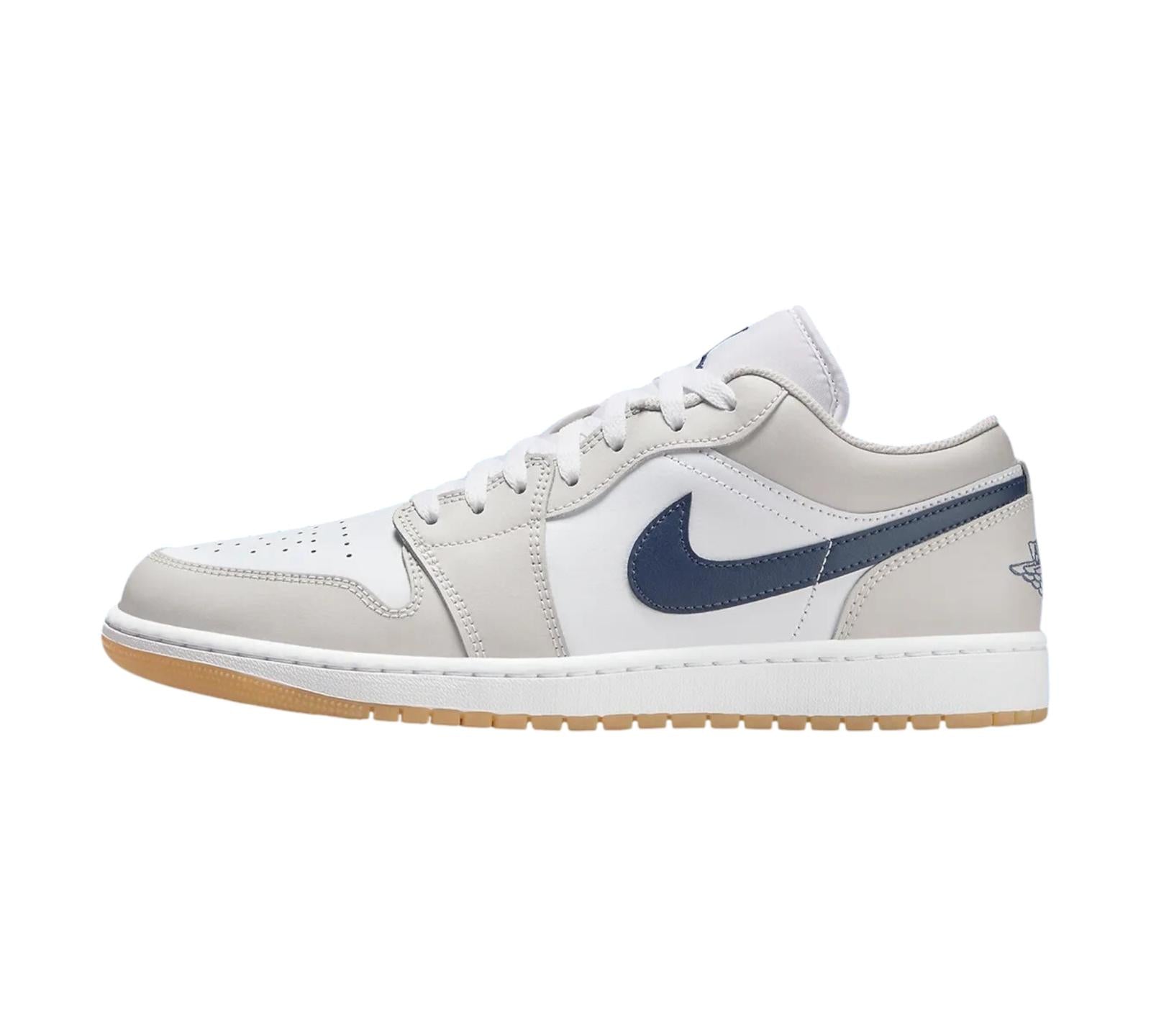 JORDAN 1 LOW WHITE NEUTRAL GREY GUM MIDNIGHT NAVY