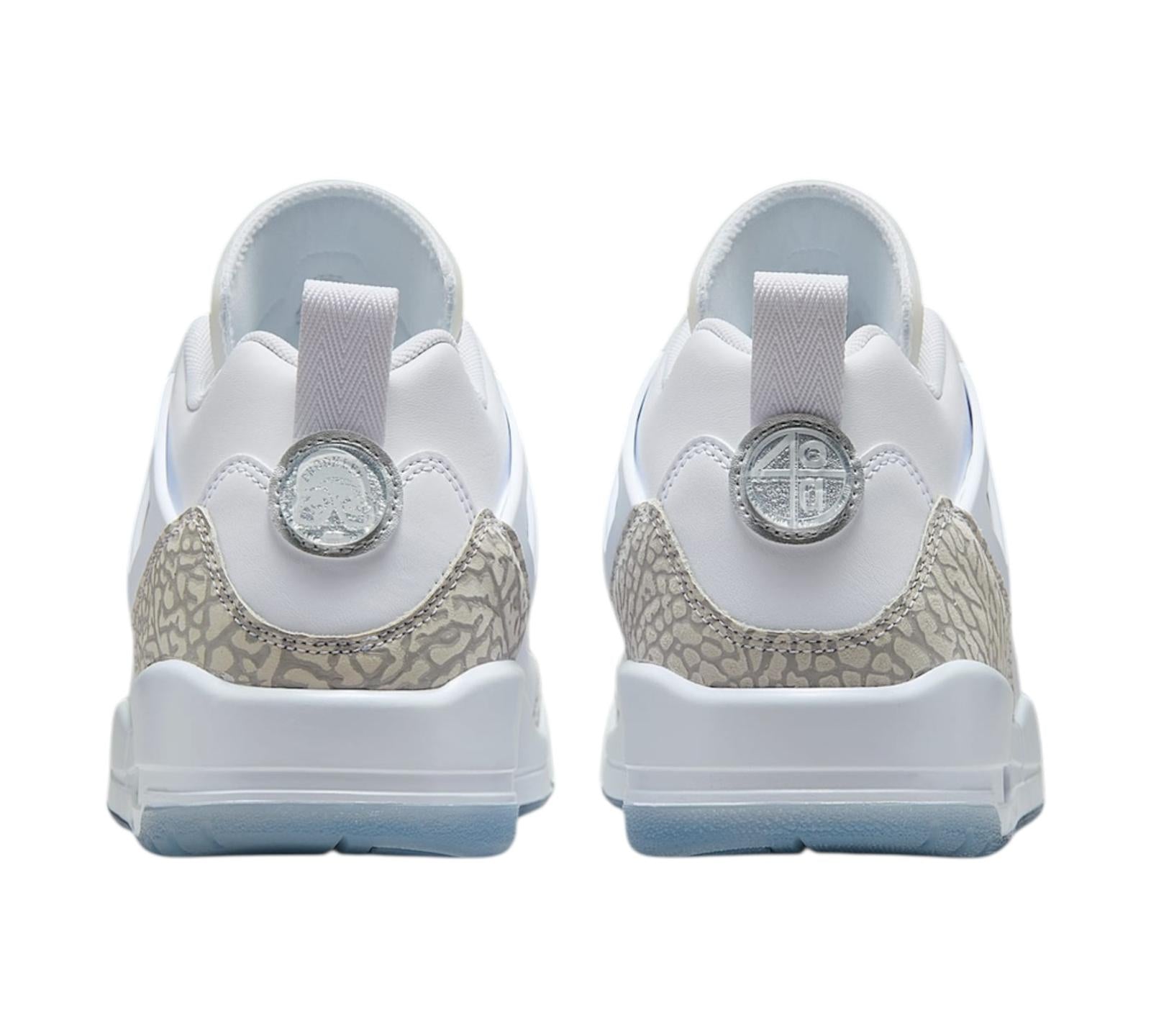 JORDAN SPIZIKE LOW WHITE METALLIC SILVER BARELY BLUE NEUTRAL GREY
