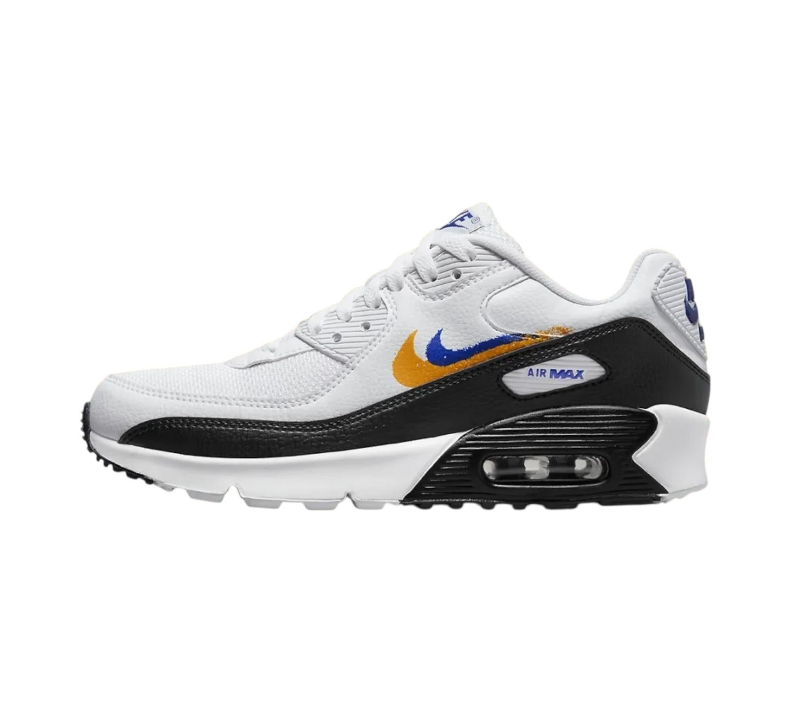 M NIKE AIR MAX 90 DOUBLE SWOOSH WHITE BLACK GOLD ROYAL