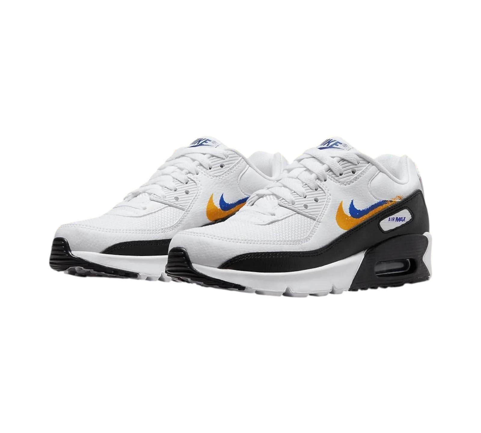 M NIKE AIR MAX 90 DOUBLE SWOOSH WHITE BLACK GOLD ROYAL