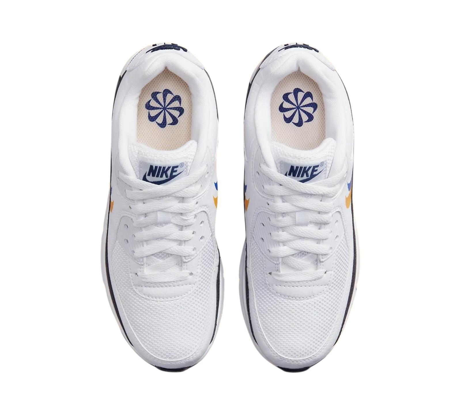M NIKE AIR MAX 90 DOUBLE SWOOSH WHITE BLACK GOLD ROYAL