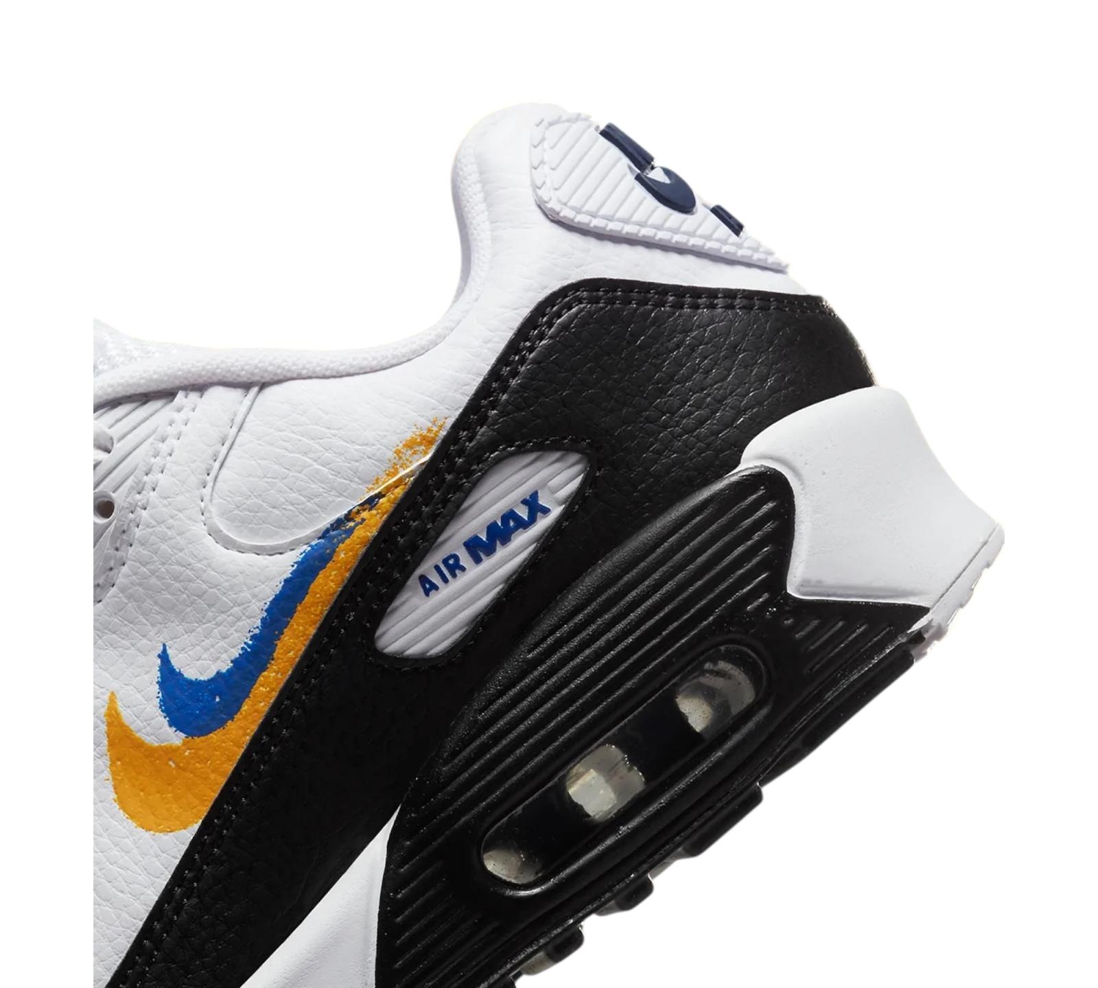 M NIKE AIR MAX 90 DOUBLE SWOOSH WHITE BLACK GOLD ROYAL