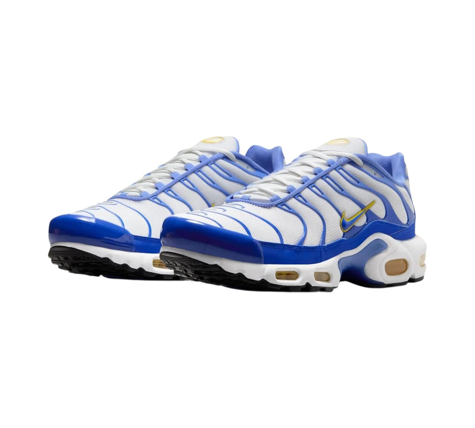 NIKE AIR MAX PLUS WHITE LYON BLUE VARSITY MAIZE