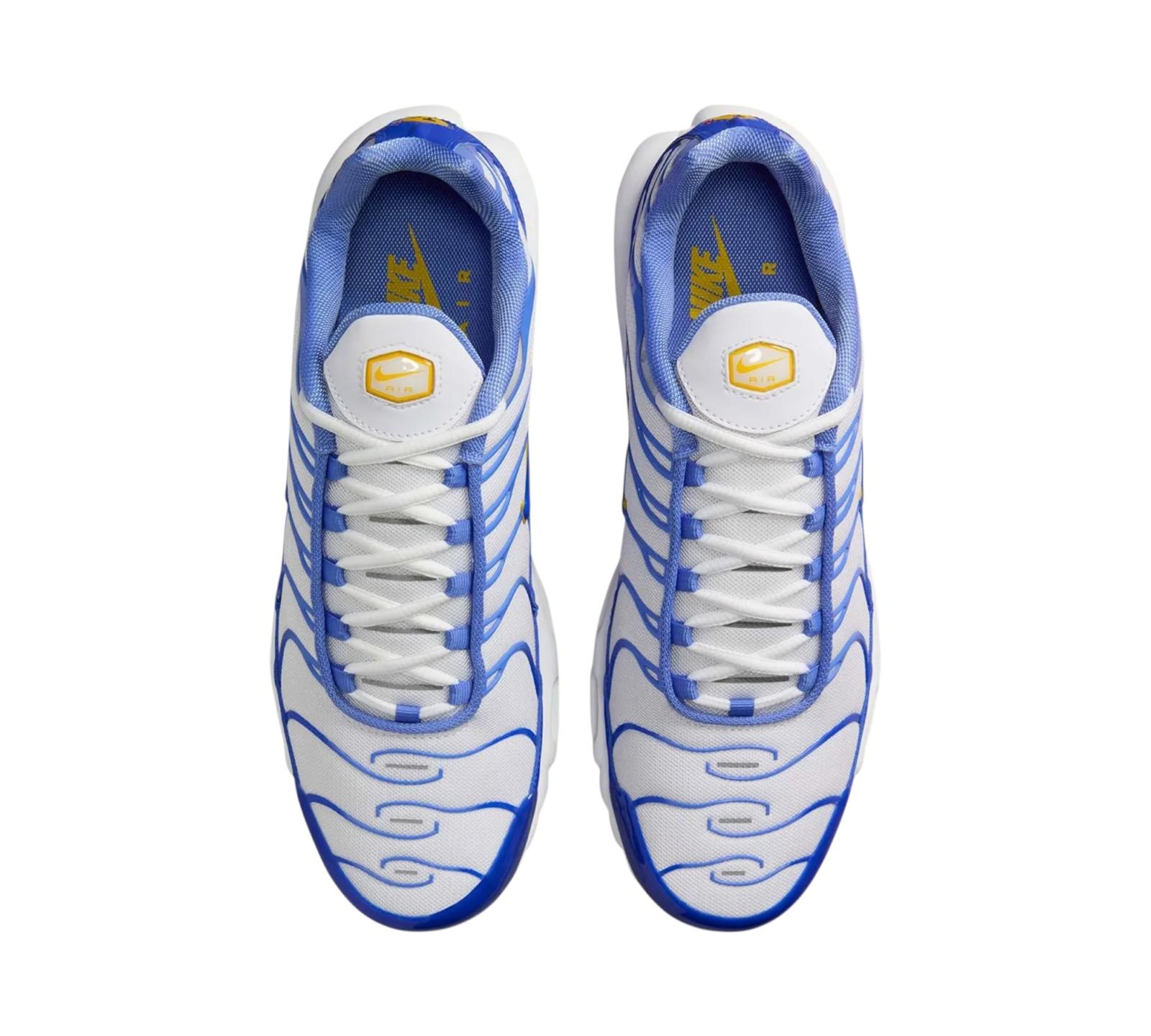 NIKE AIR MAX PLUS WHITE LYON BLUE VARSITY MAIZE