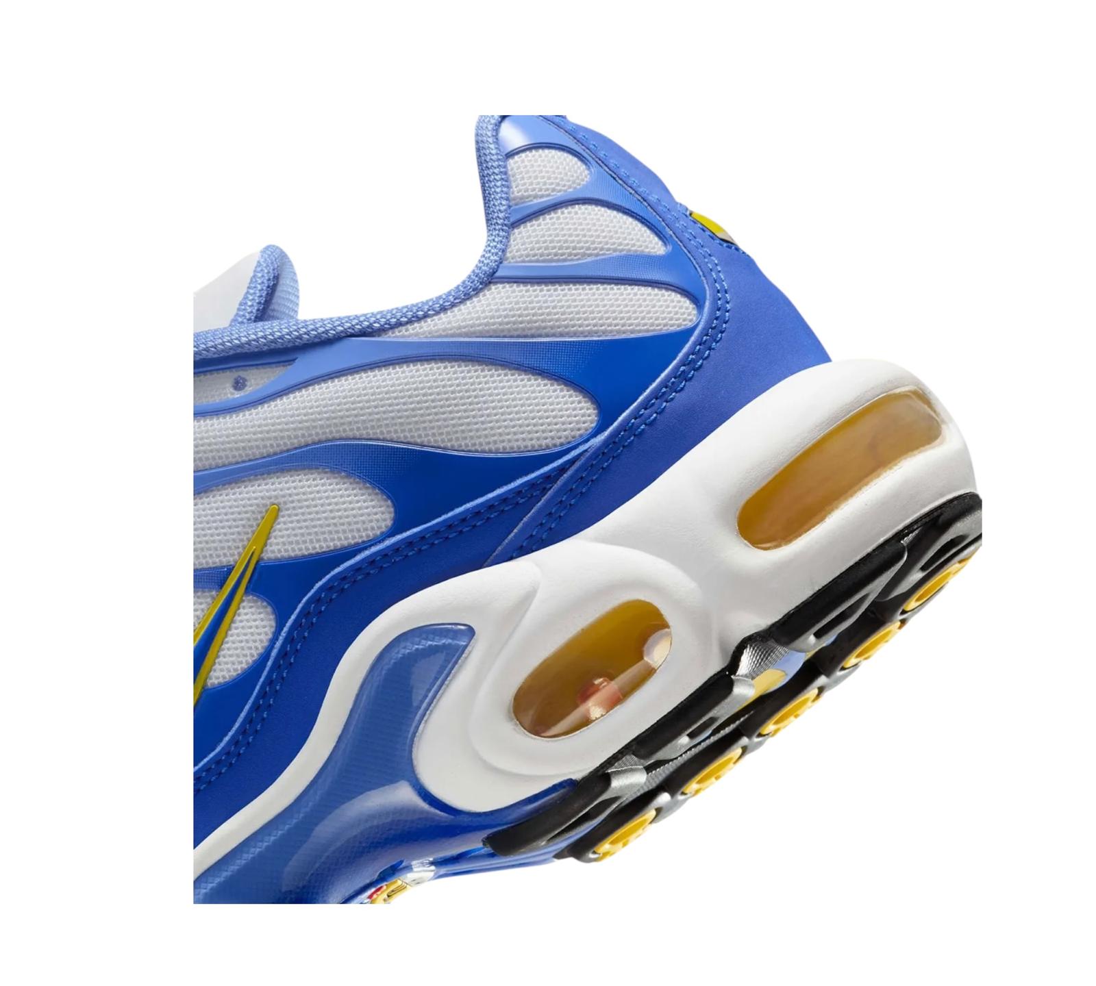 NIKE AIR MAX PLUS WHITE LYON BLUE VARSITY MAIZE