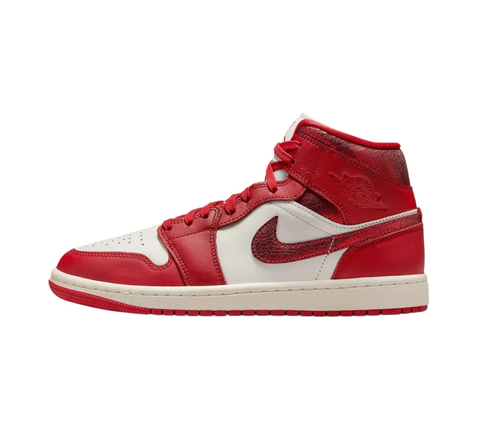JORDAN 1 MID SE RED CRACKED LEATHER