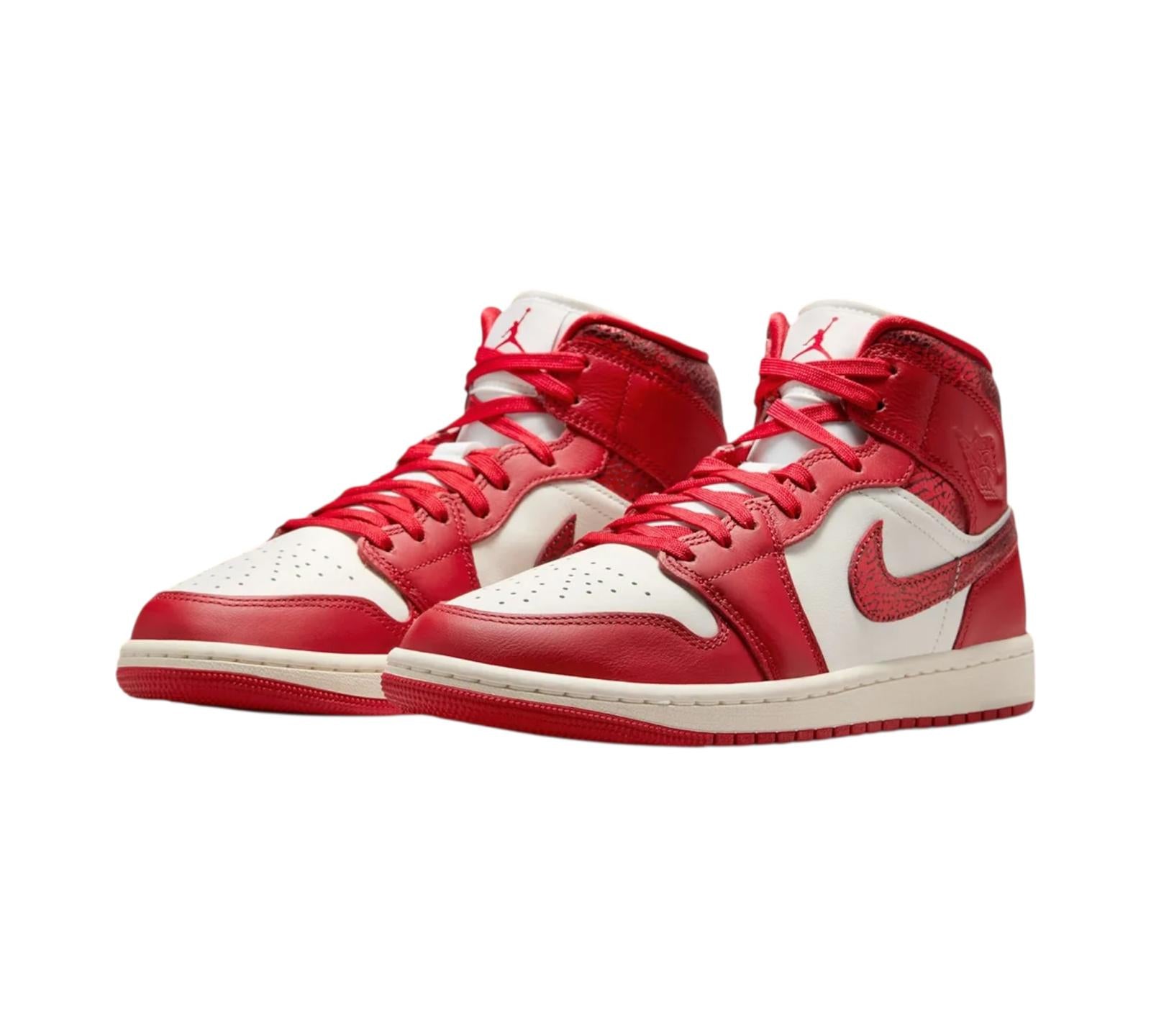 JORDAN 1 MID SE RED CRACKED LEATHER