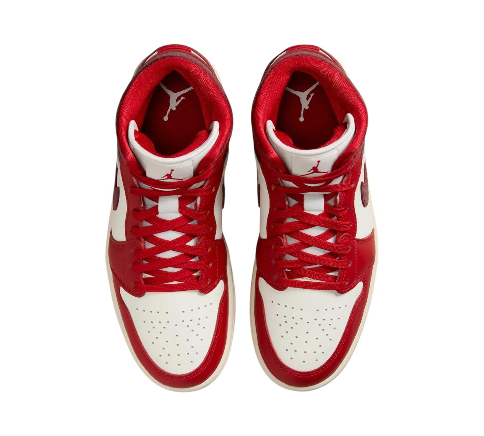 JORDAN 1 MID SE RED CRACKED LEATHER