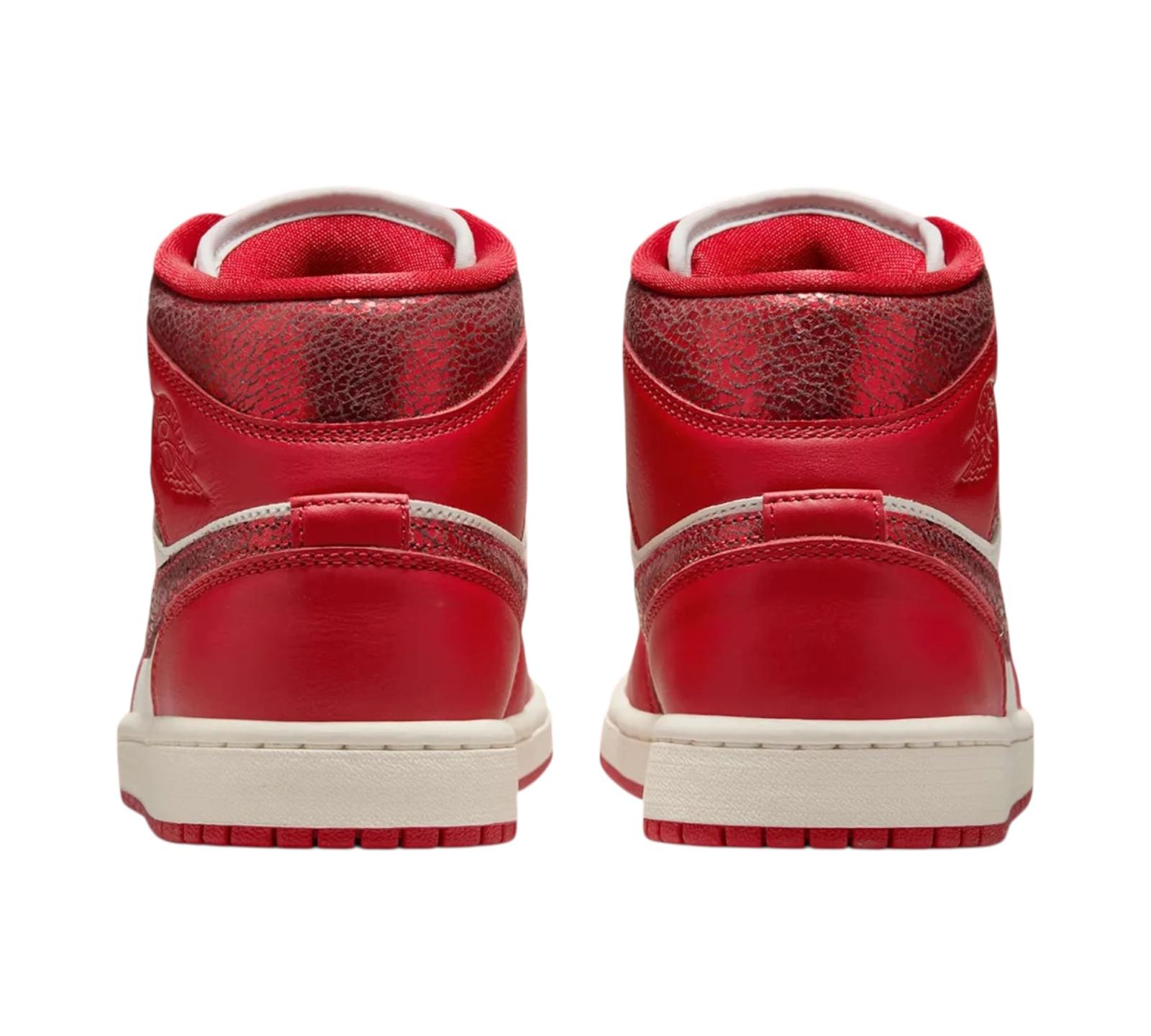 JORDAN 1 MID SE RED CRACKED LEATHER