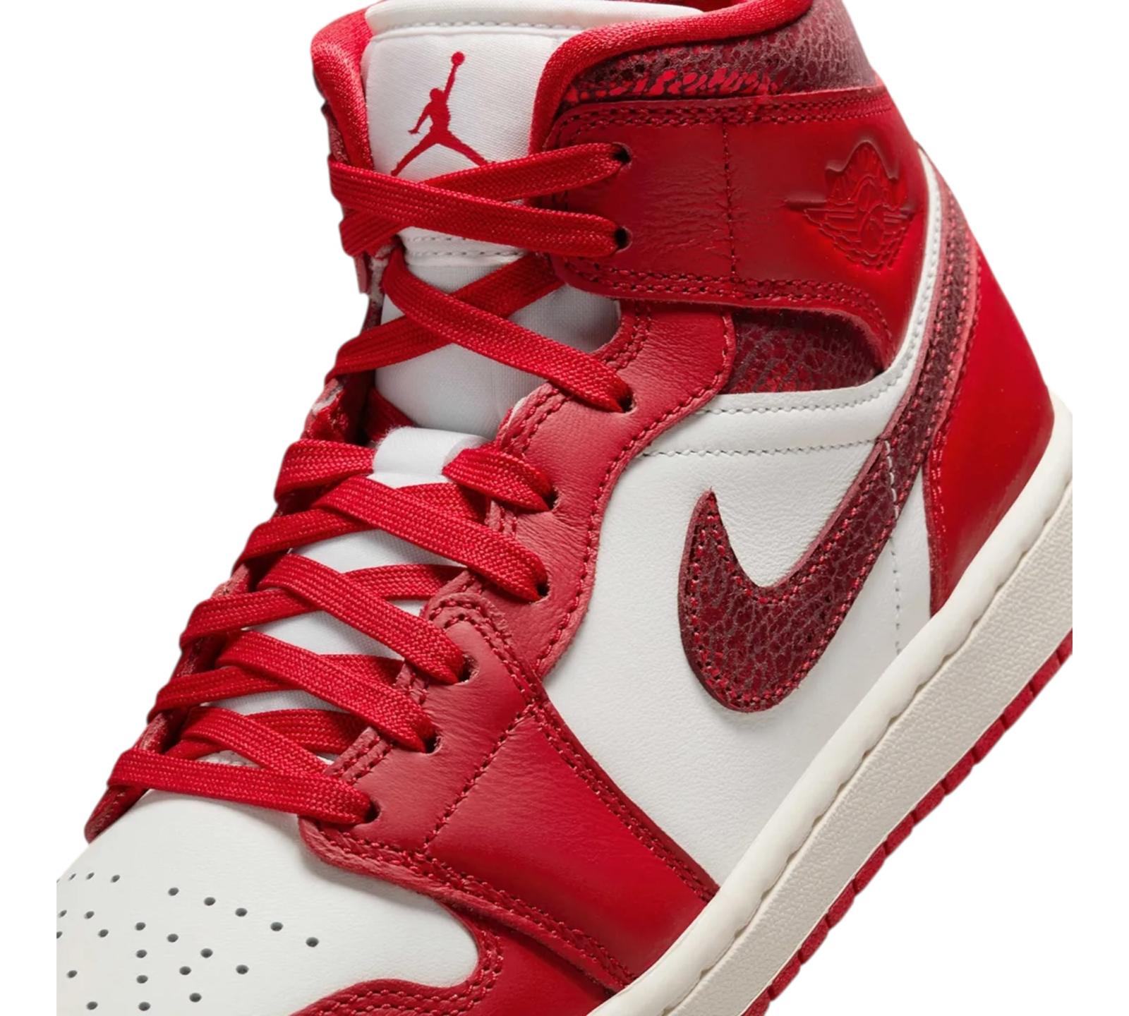 JORDAN 1 MID SE RED CRACKED LEATHER