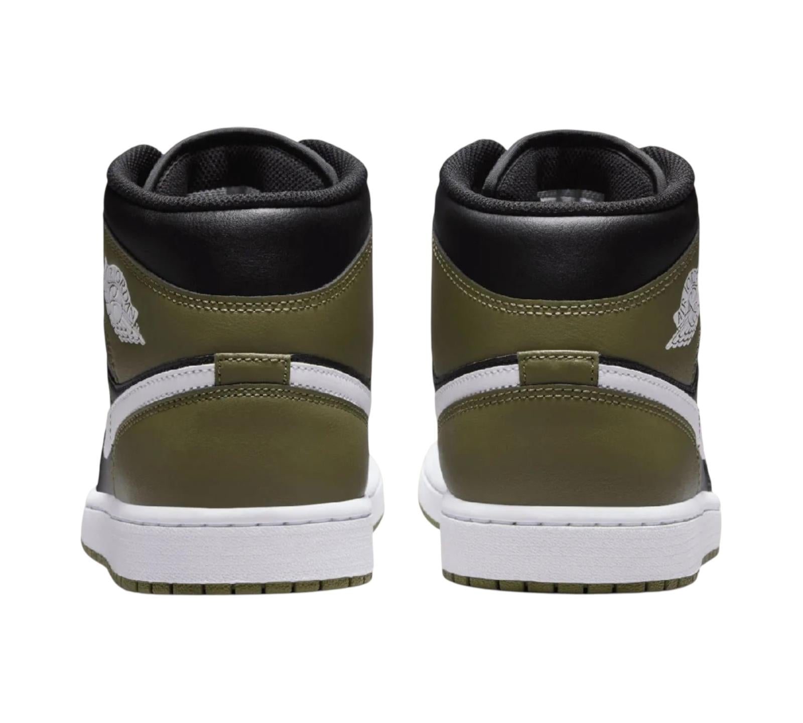 JORDAN 1 MID BLACK WHITE OLIVE
