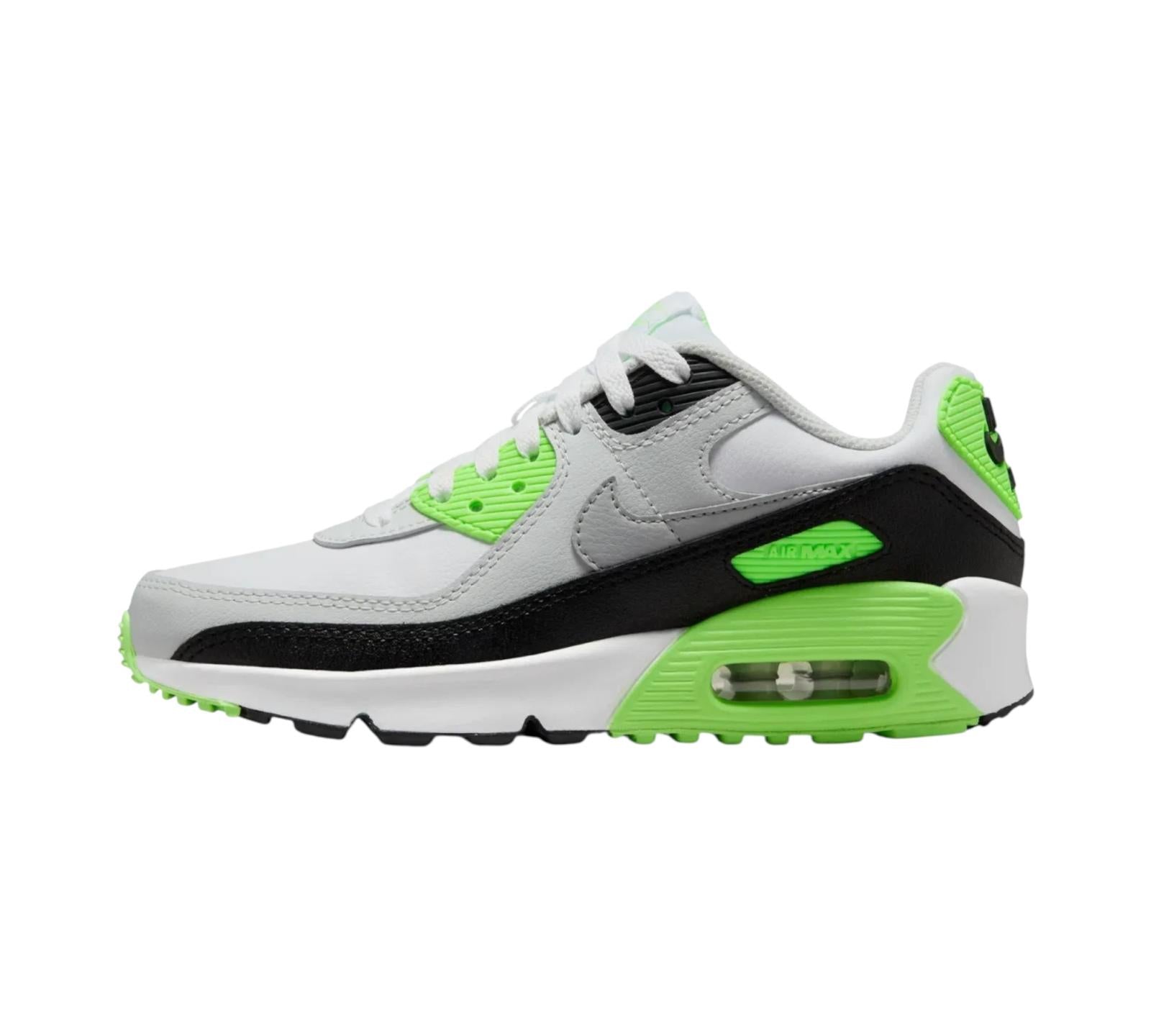 NIKE AIR MAX 90 LTR WHITE PHOTON DUST LIME BLAST LIGHT SMOKE GREY