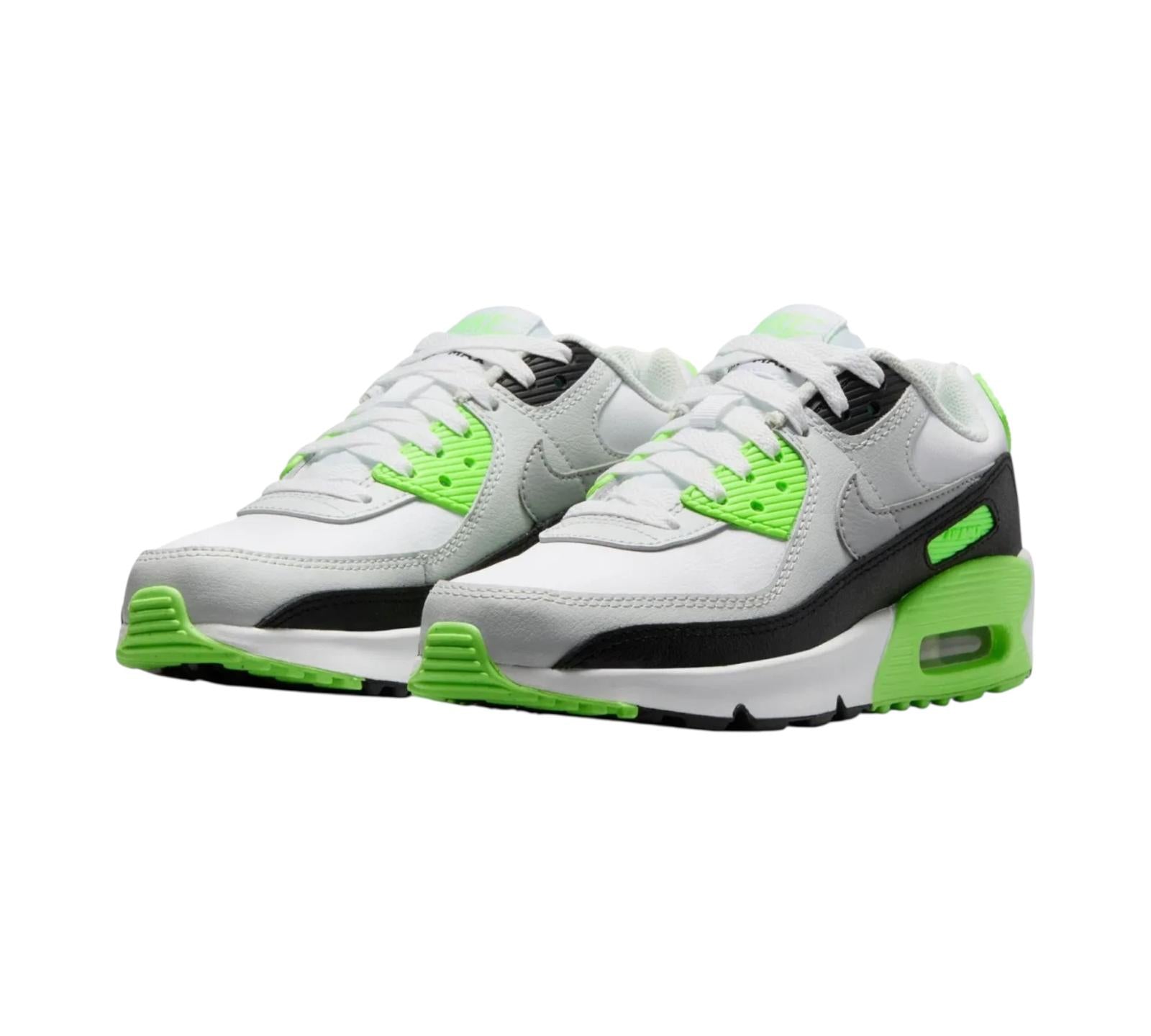 NIKE AIR MAX 90 LTR WHITE PHOTON DUST LIME BLAST LIGHT SMOKE GREY