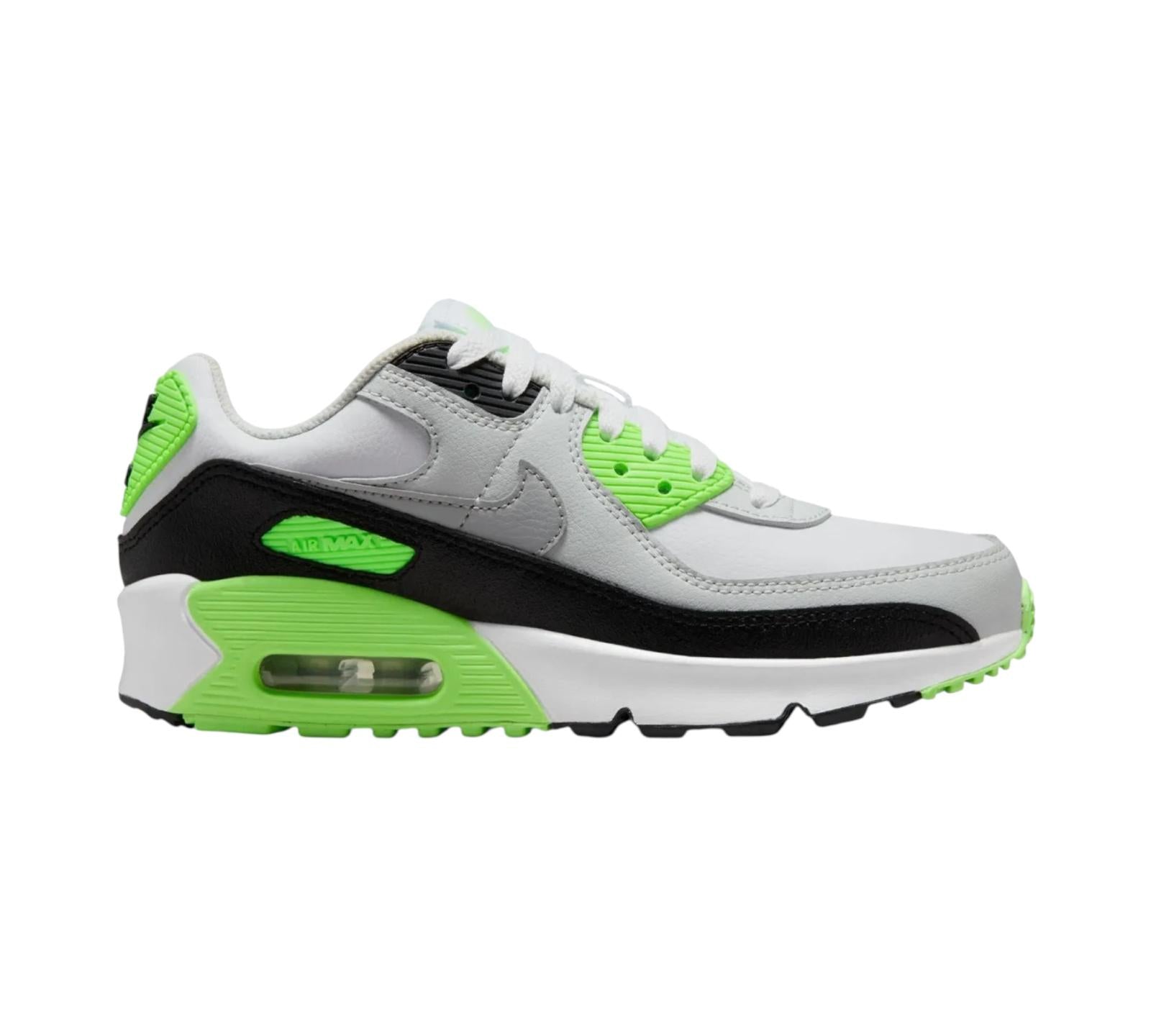 NIKE AIR MAX 90 LTR WHITE PHOTON DUST LIME BLAST LIGHT SMOKE GREY